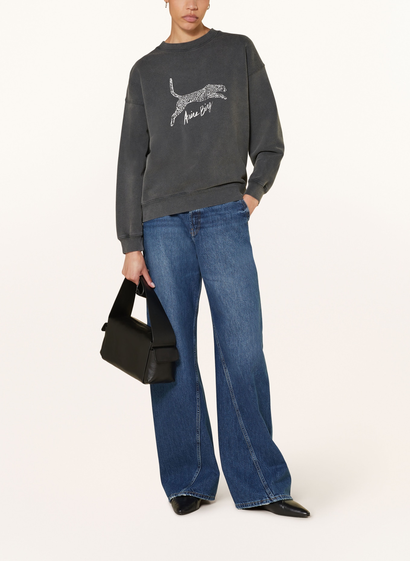ANINE BING Sweatshirt SPENCER, Color: DARK GRAY/ WHITE (Image 2)