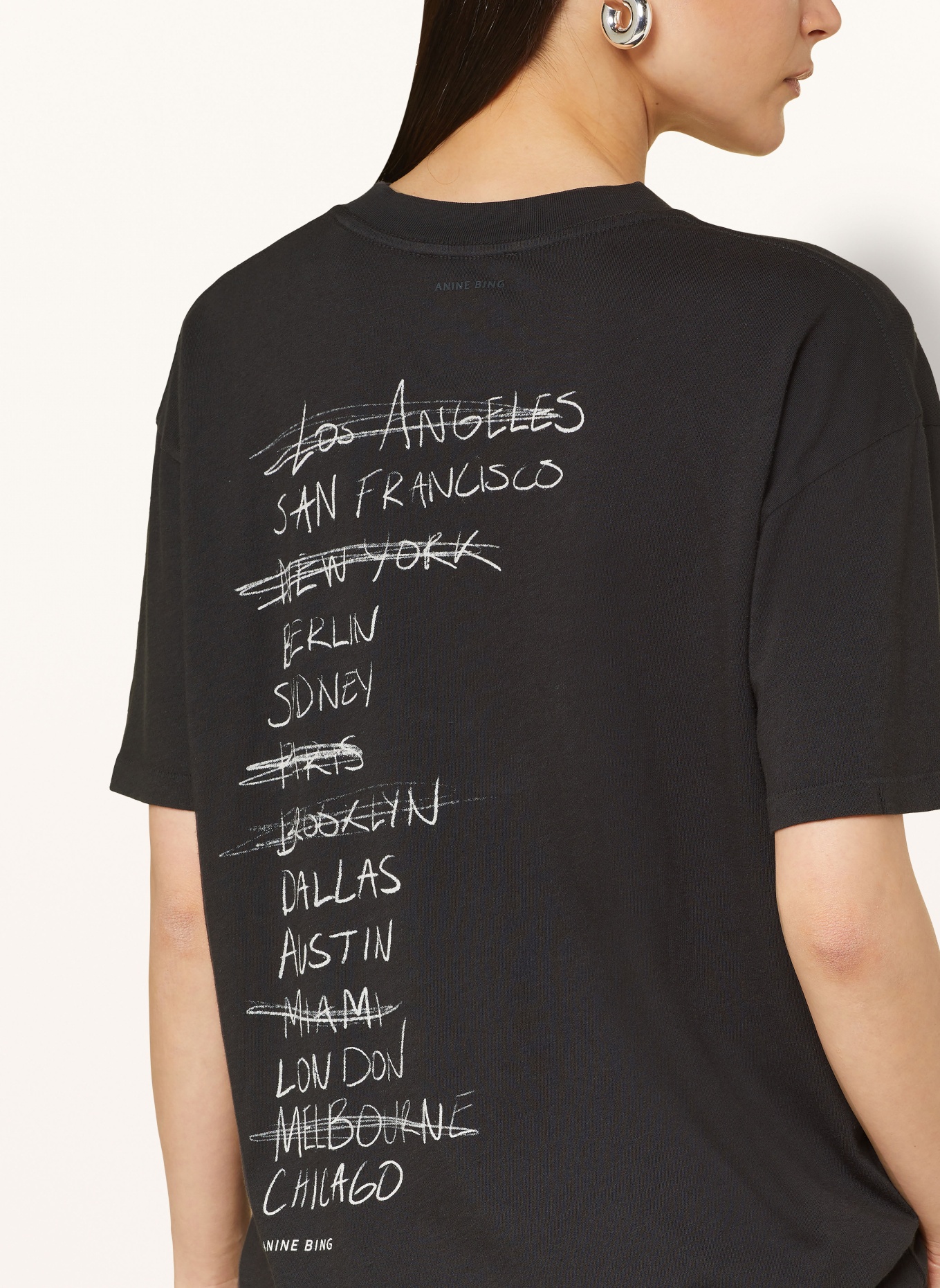 ANINE BING T-shirt WALKER, Color: BLACK (Image 4)