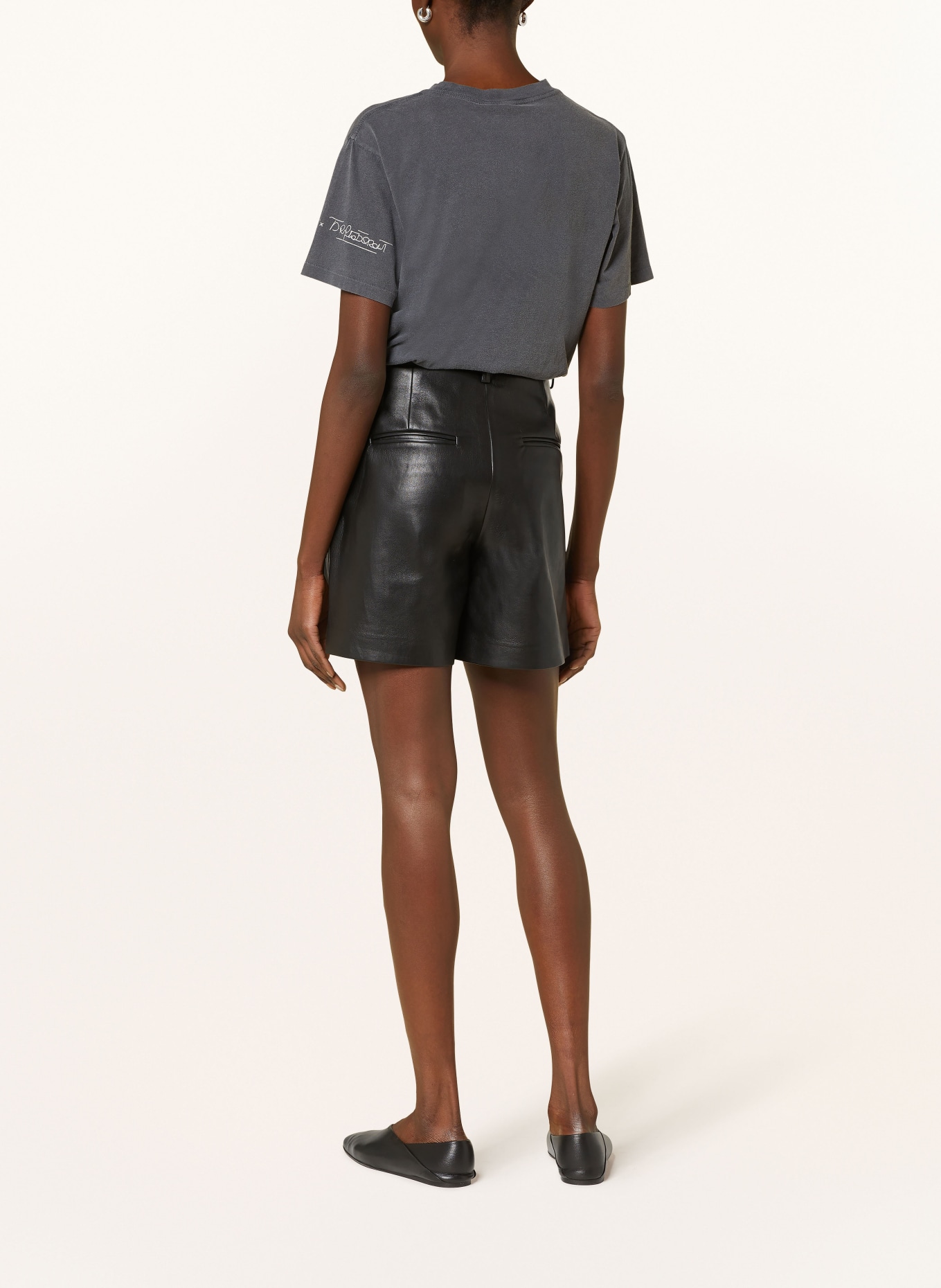 ANINE BING Leather shorts CARMEN, Color: BLACK (Image 3)