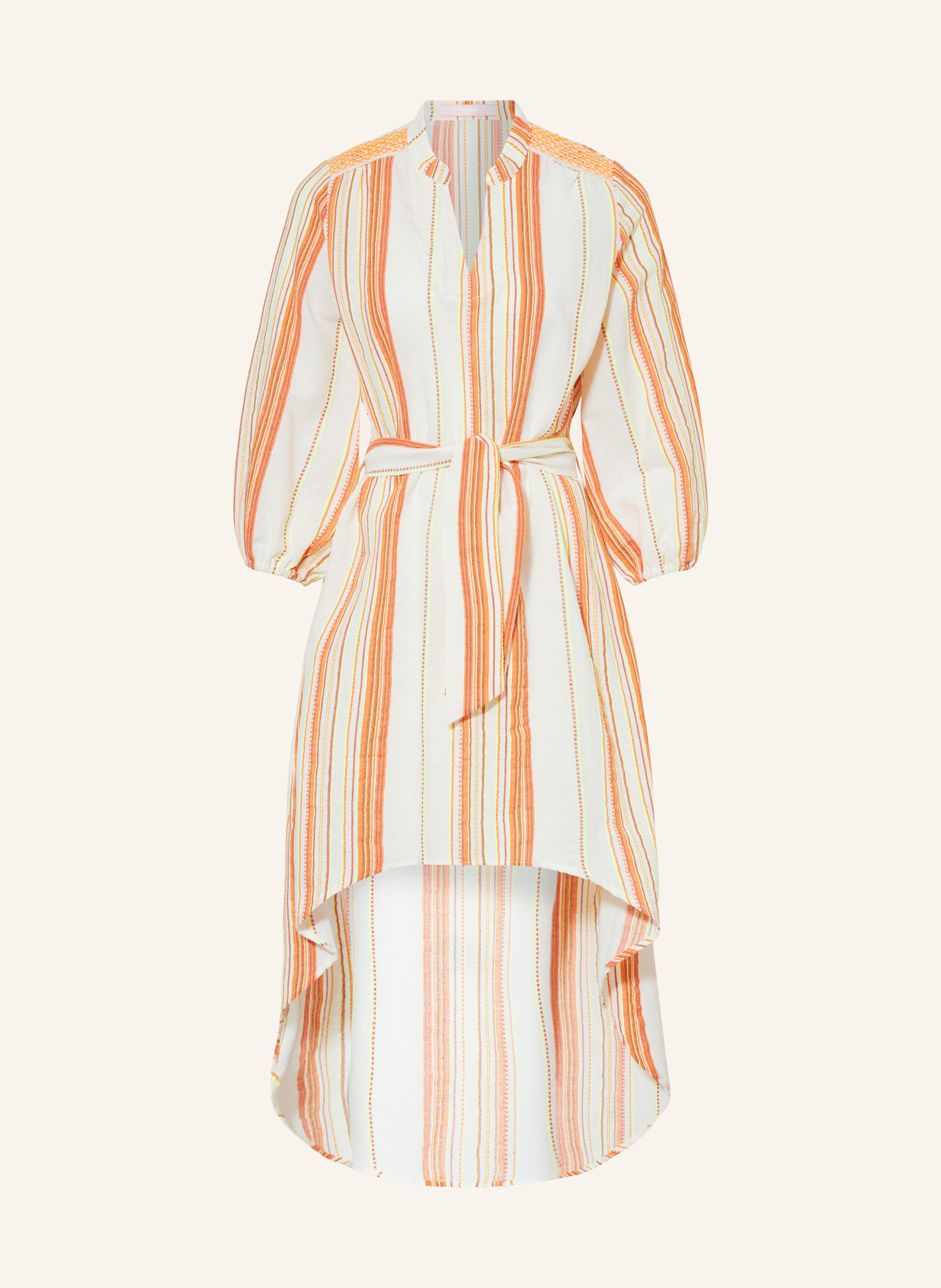 VALÉRIE KHALFON Dress MIRANDA with 3/4 sleeves, Color: ORANGE/ NEON YELLOW (Image 1)