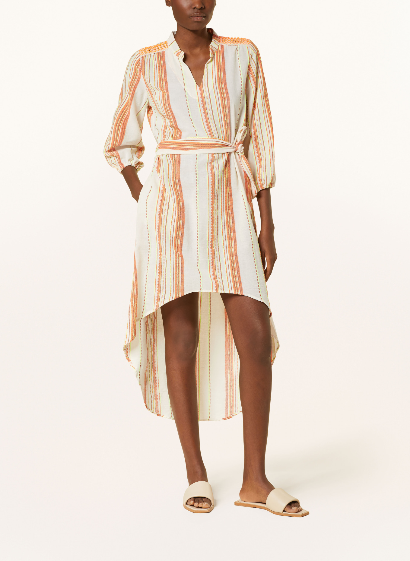 VALÉRIE KHALFON Dress MIRANDA with 3/4 sleeves, Color: ORANGE/ NEON YELLOW (Image 2)
