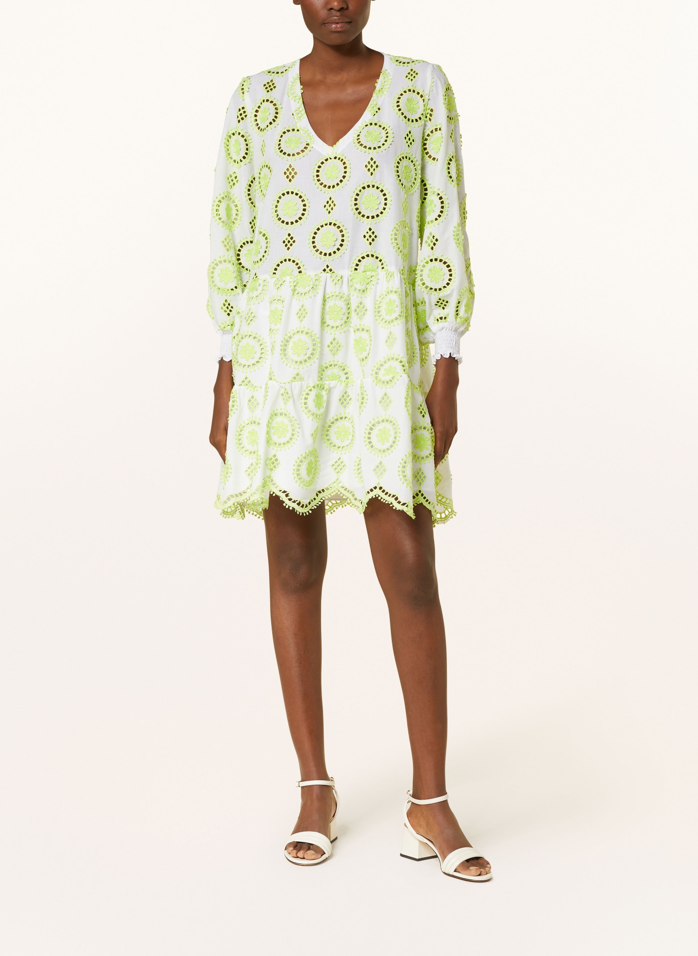 VALÉRIE KHALFON Lace dress ROLLER, Color: WHITE/ LIGHT GREEN (Image 2)