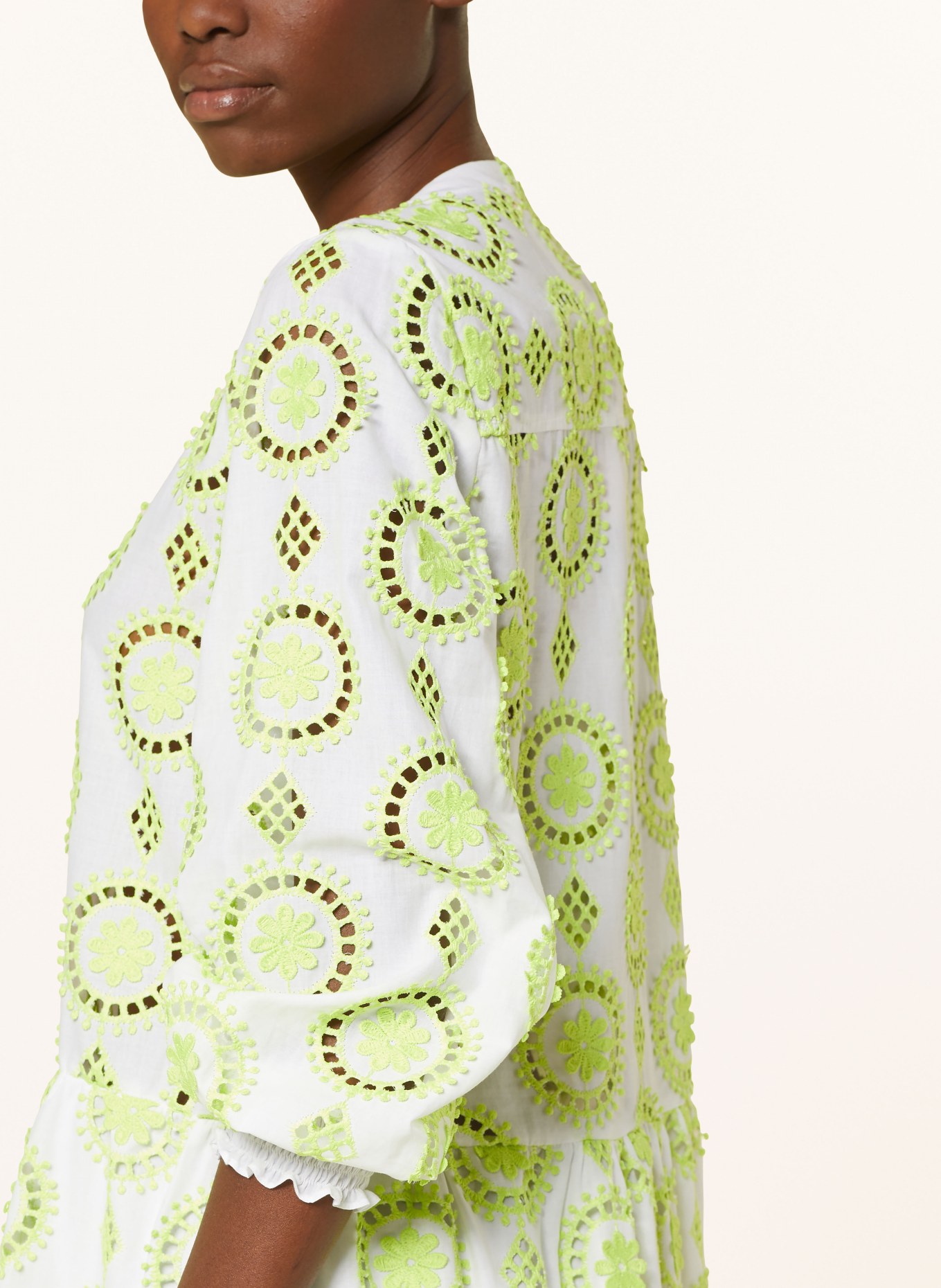 VALÉRIE KHALFON Lace dress ROLLER, Color: WHITE/ LIGHT GREEN (Image 4)