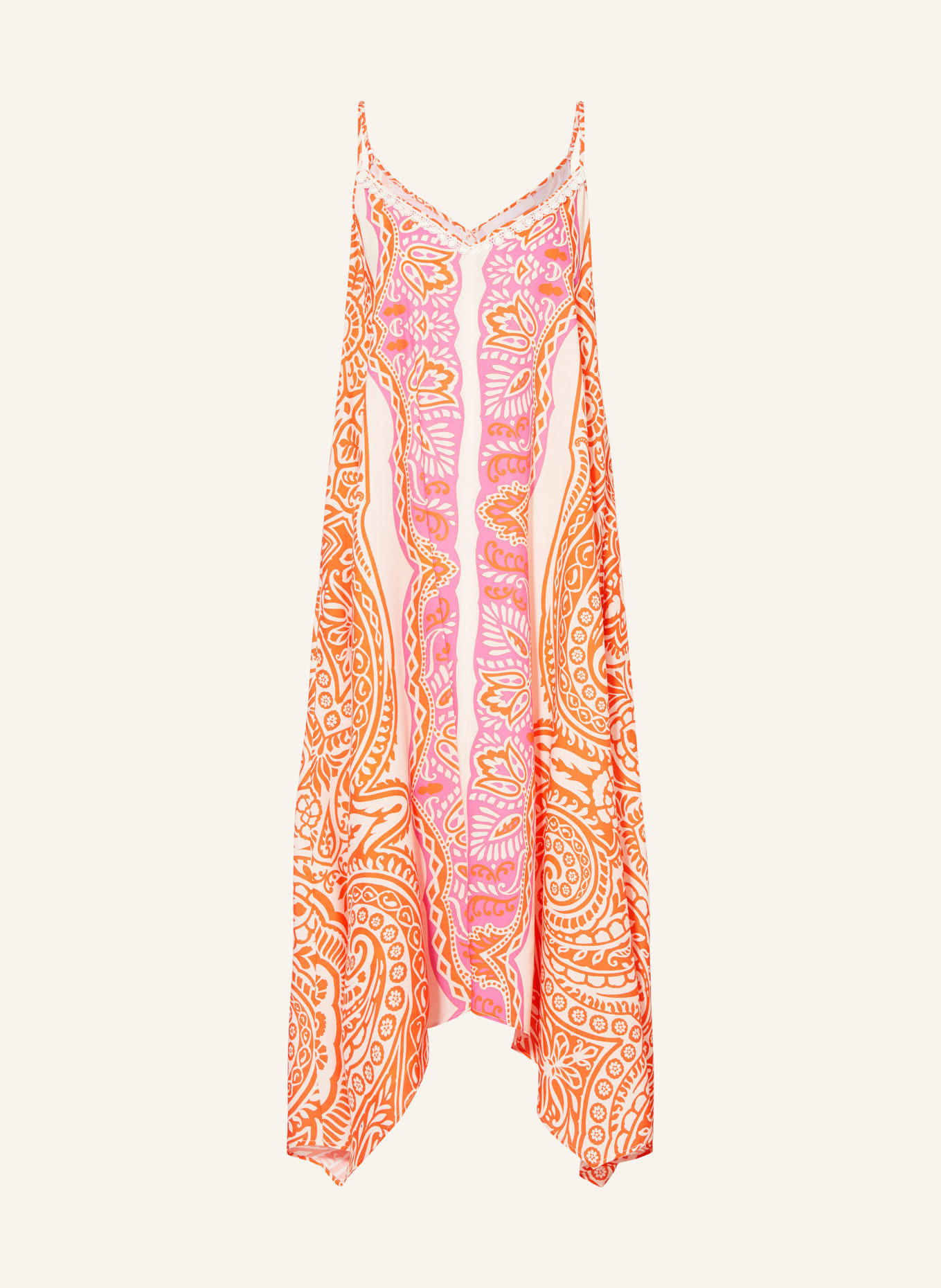 VALÉRIE KHALFON Kleid AMAYA mit Spitze, Farbe: ORANGE/ PINK/ CREME (Bild 1)