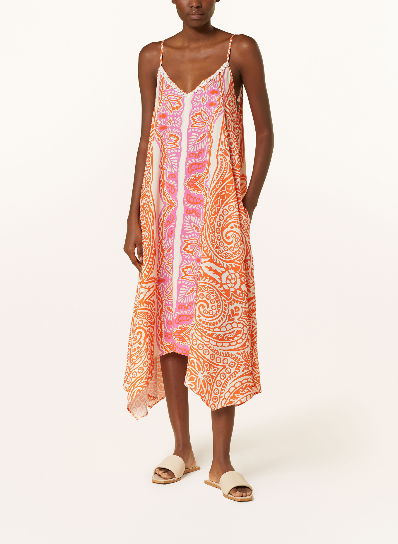 VALÉRIE KHALFON Kleid AMAYA mit Spitze, Farbe: ORANGE/ PINK/ CREME (Bild 2)