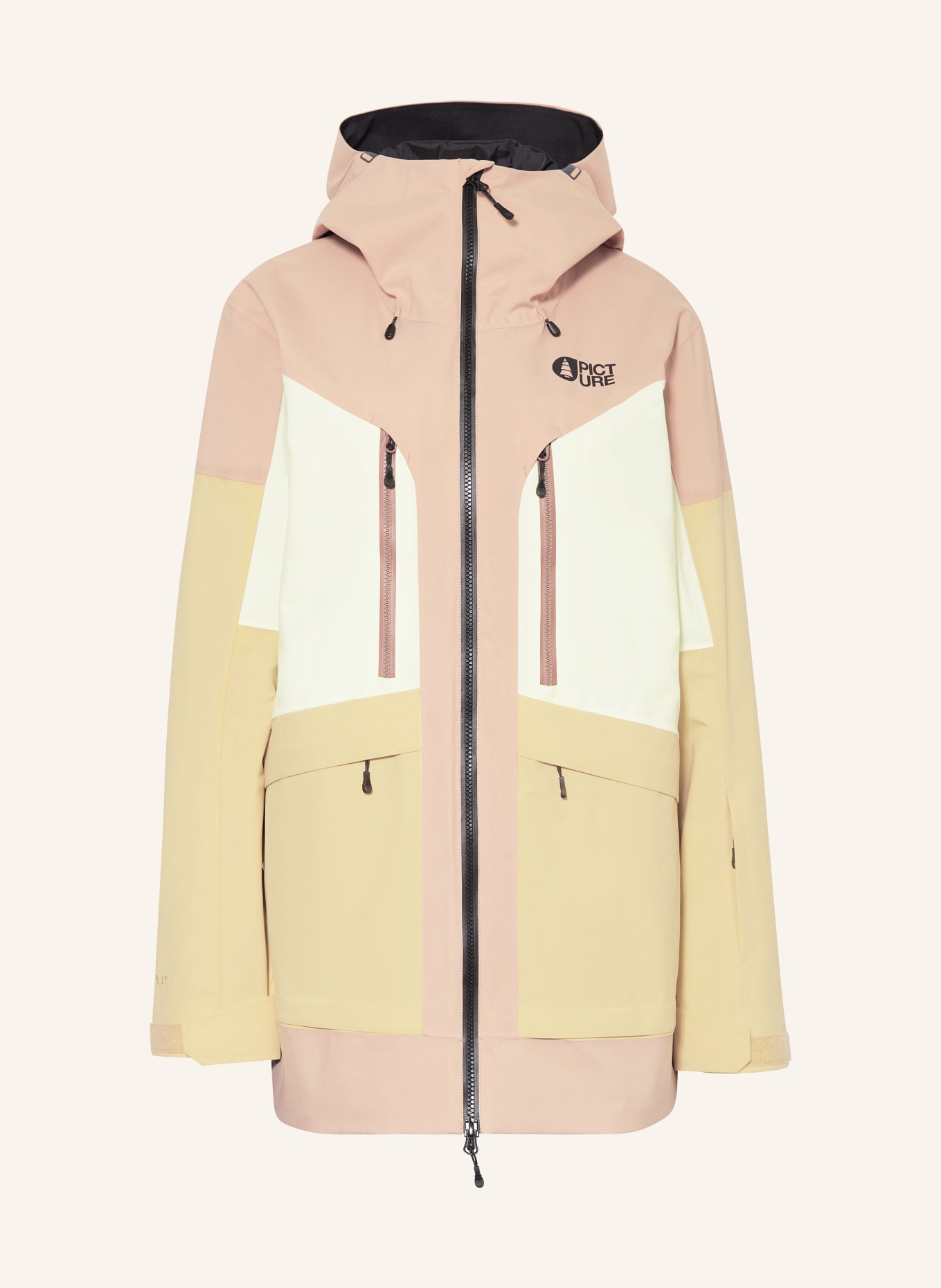 PICTURE Kurtka narciarska HAAKON: JASNOBRĄZOWY / JASNOZIELONY / CIEMNOŻÓŁTY