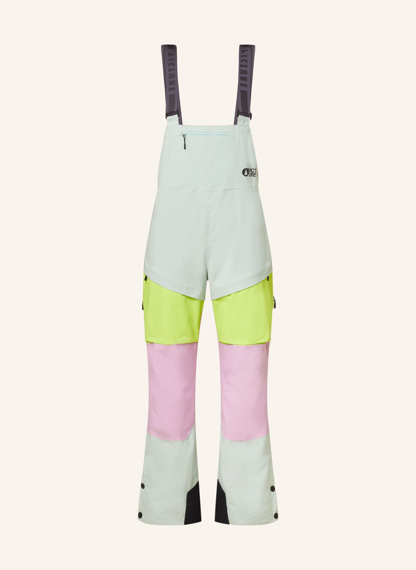 PICTURE Ski pants ELWY: MINT / PINK / NEON GREEN