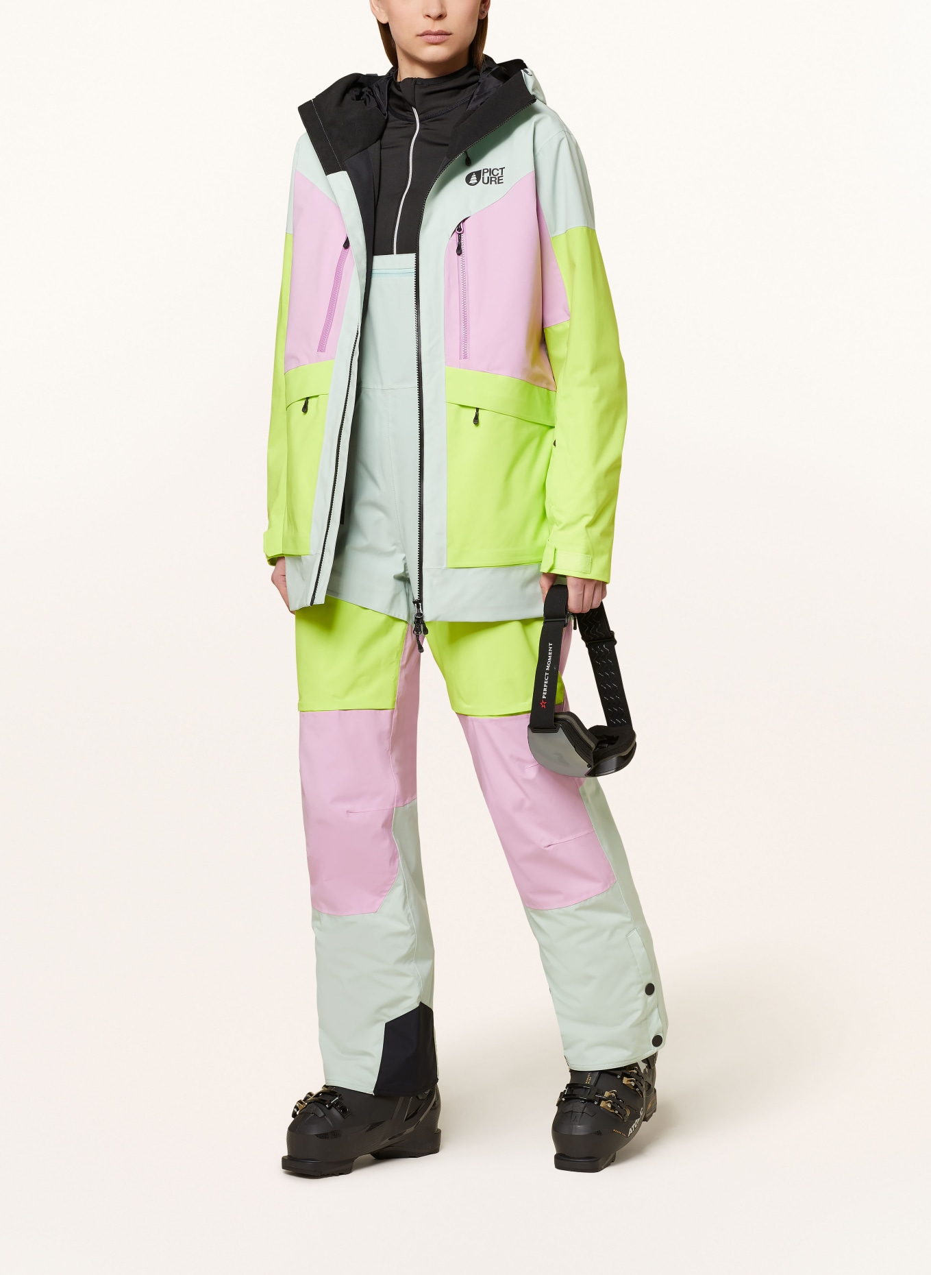 PICTURE Ski pants ELWY: MINT / PINK / NEON GREEN
