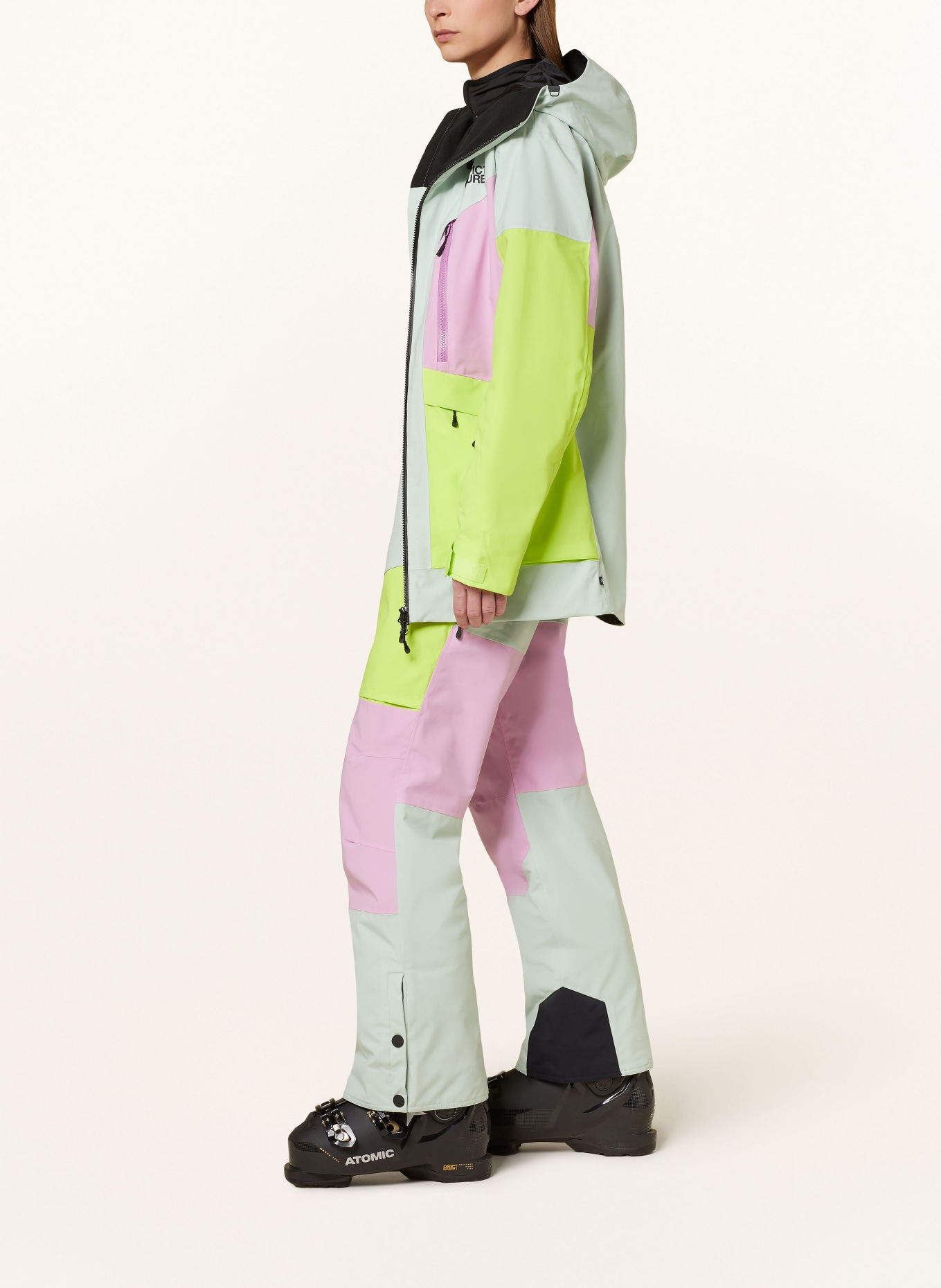 PICTURE Ski pants ELWY: MINT / PINK / NEON GREEN