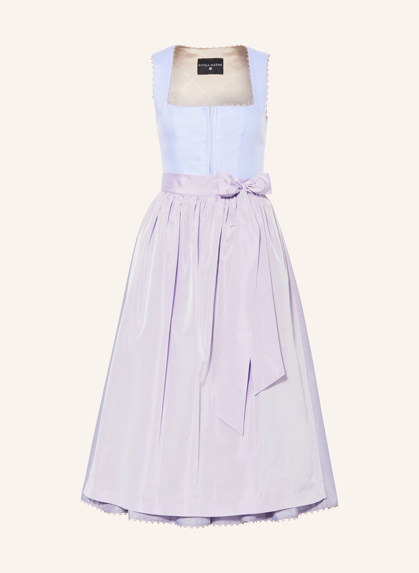 KINGA MATHE Dirndl MÜNCHEN with linen, Color: PURPLE/ LIGHT PURPLE (Image 1)