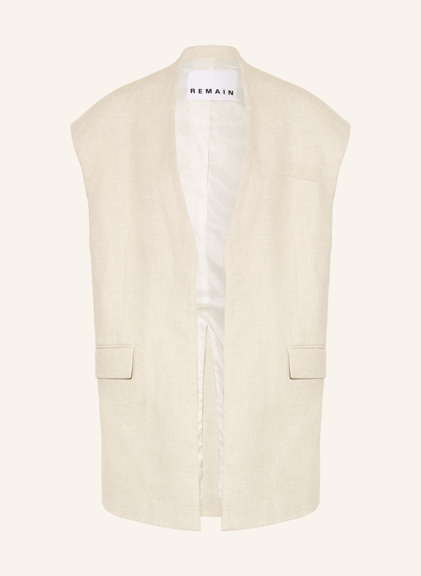REMAIN Oversized vest made of linen, Color: 11-4801 Tofu Beige (Image 1)