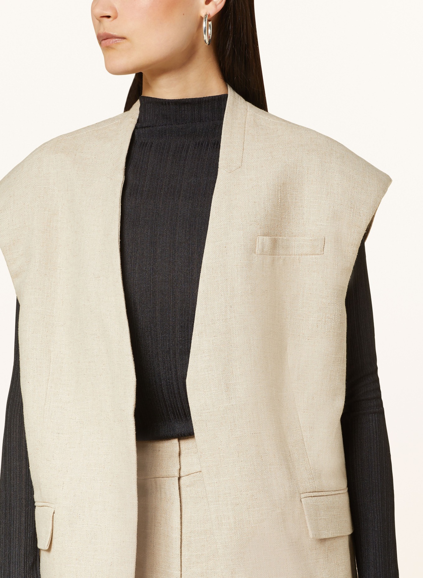 REMAIN Oversized vest made of linen, Color: 11-4801 Tofu Beige (Image 4)