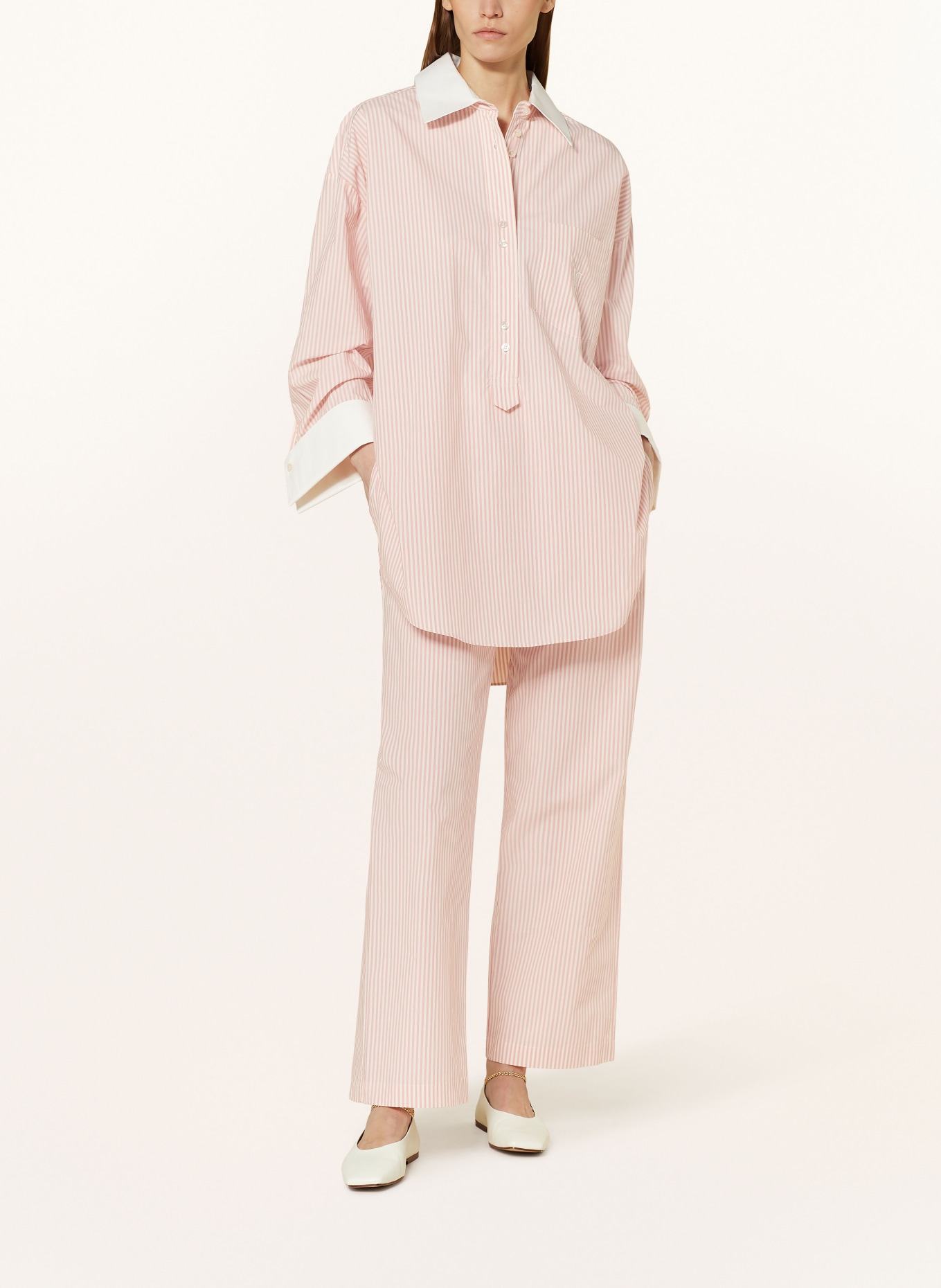 BY MALENE BIRGER Wide leg trousers HELSY, Color: LIGHT PINK/ CREAM/ WHITE (Image 2)