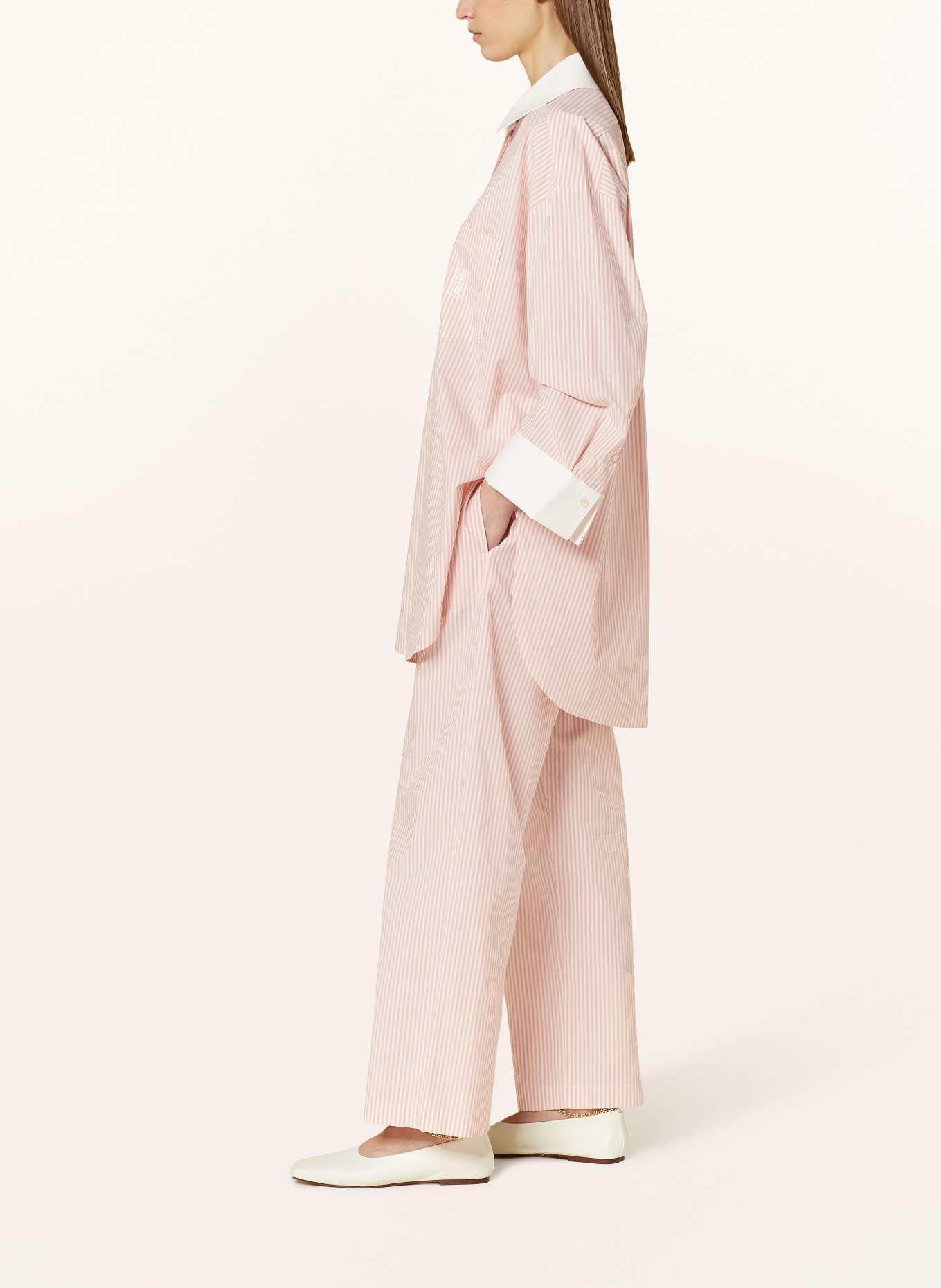 BY MALENE BIRGER Wide leg trousers HELSY, Color: LIGHT PINK/ CREAM/ WHITE (Image 4)