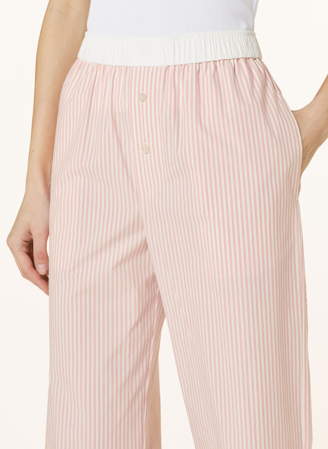 BY MALENE BIRGER Wide leg trousers HELSY, Color: LIGHT PINK/ CREAM/ WHITE (Image 5)