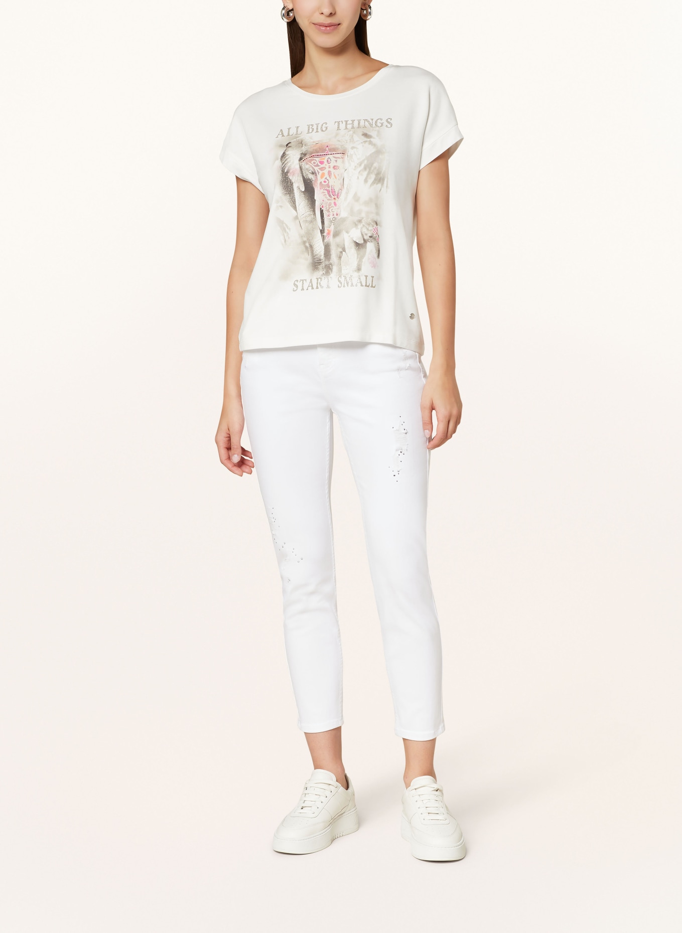 monari T-shirt with decorative gems, Color: 102 off-white (Image 2)