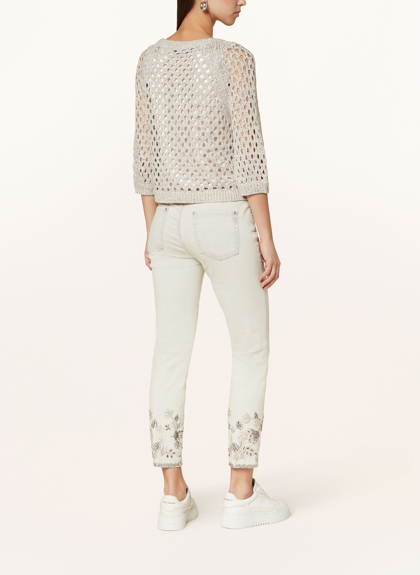 monari Knit shirt with 3/4 sleeves and sequins, Color: 540 light sand (Image 3)