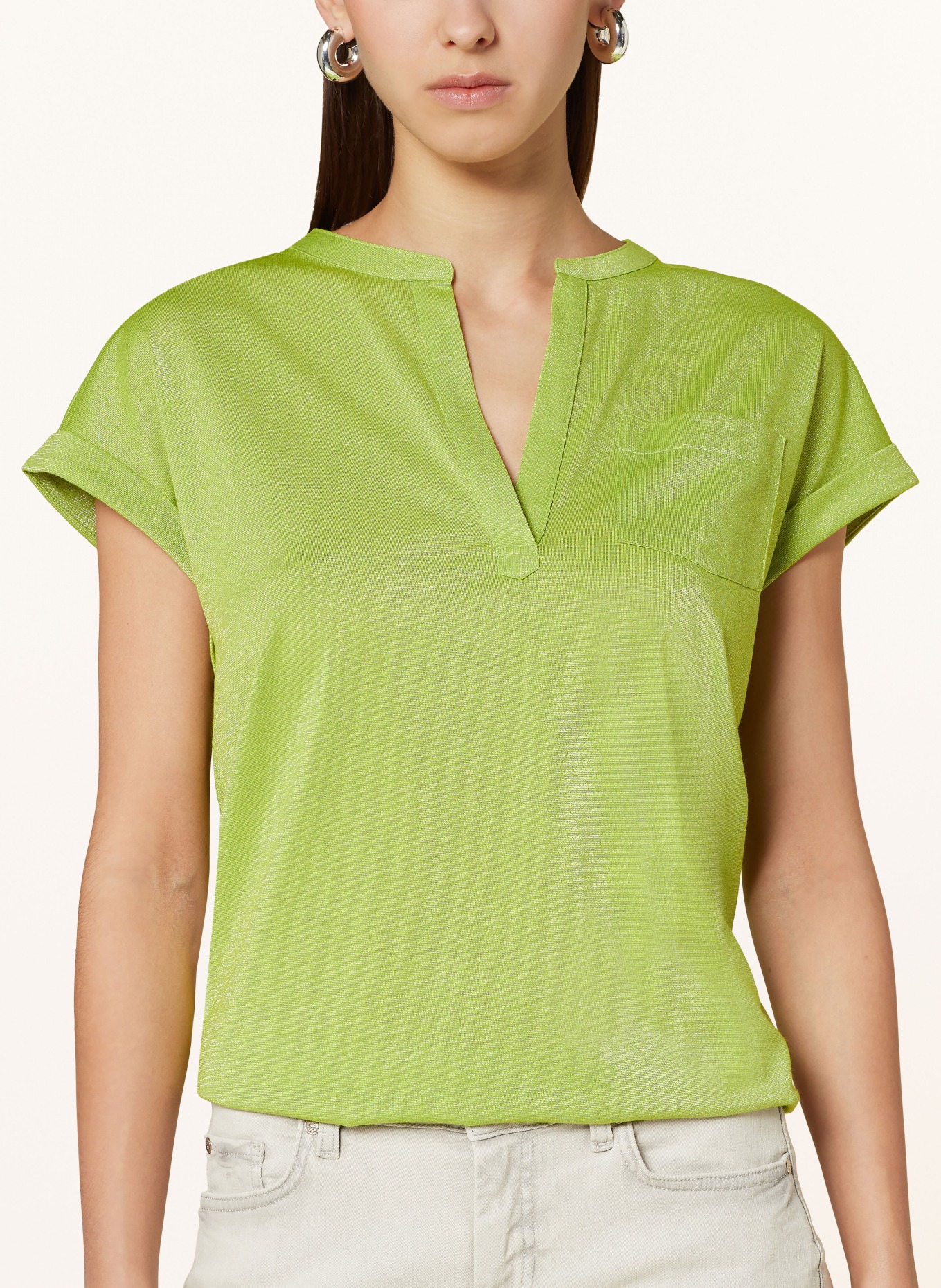 monari T-Shirt mit Glitzergarn, Farbe: 660 matcha (Bild 4)