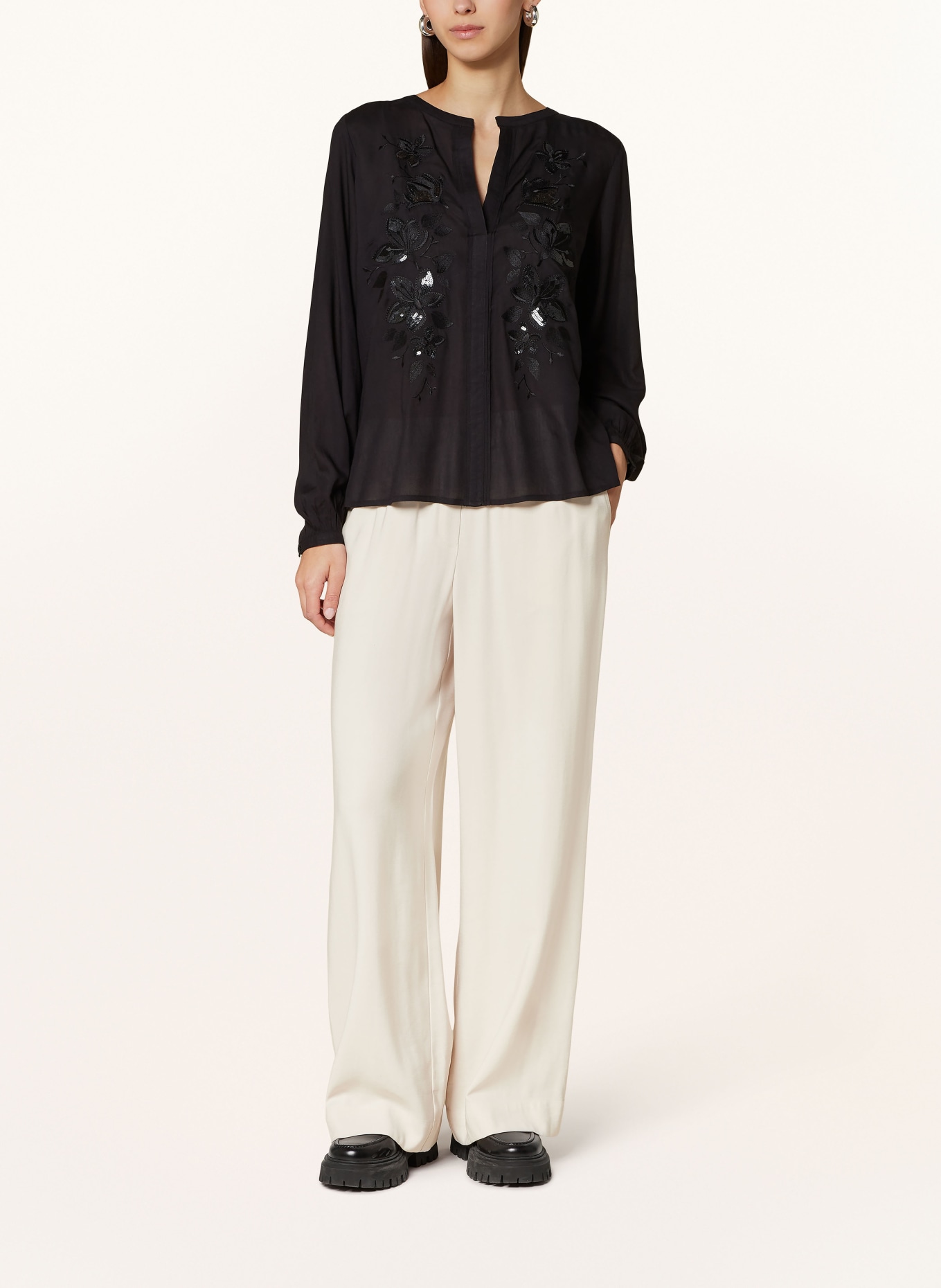 monari Shirt blouse with sequins, Color: BLACK (Image 2)