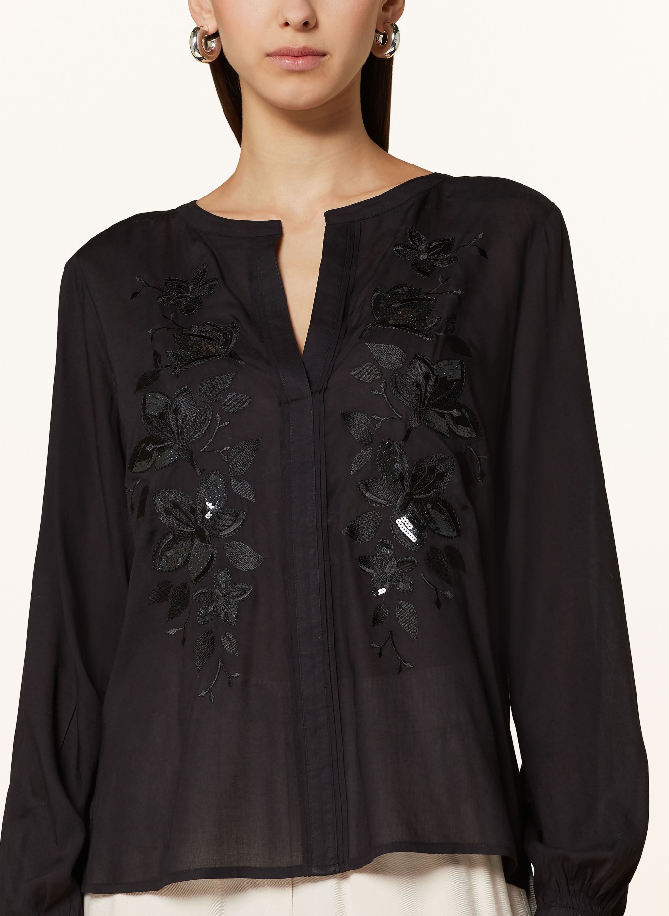 monari Shirt blouse with sequins, Color: BLACK (Image 4)