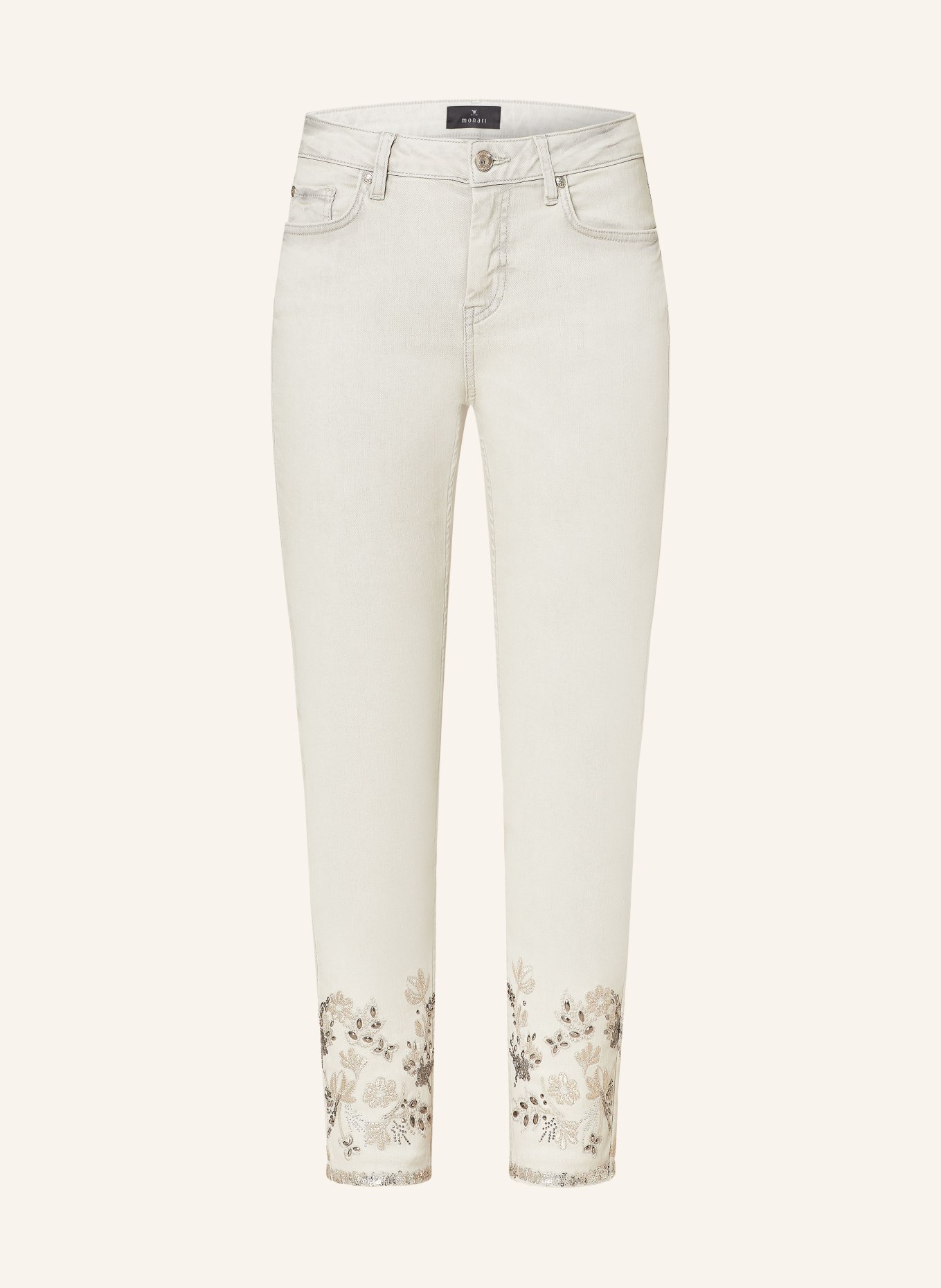 monari 7/8-Jeans mit Schmucksteinen und Pailletten, Farbe: 115 marmor (Bild 1)