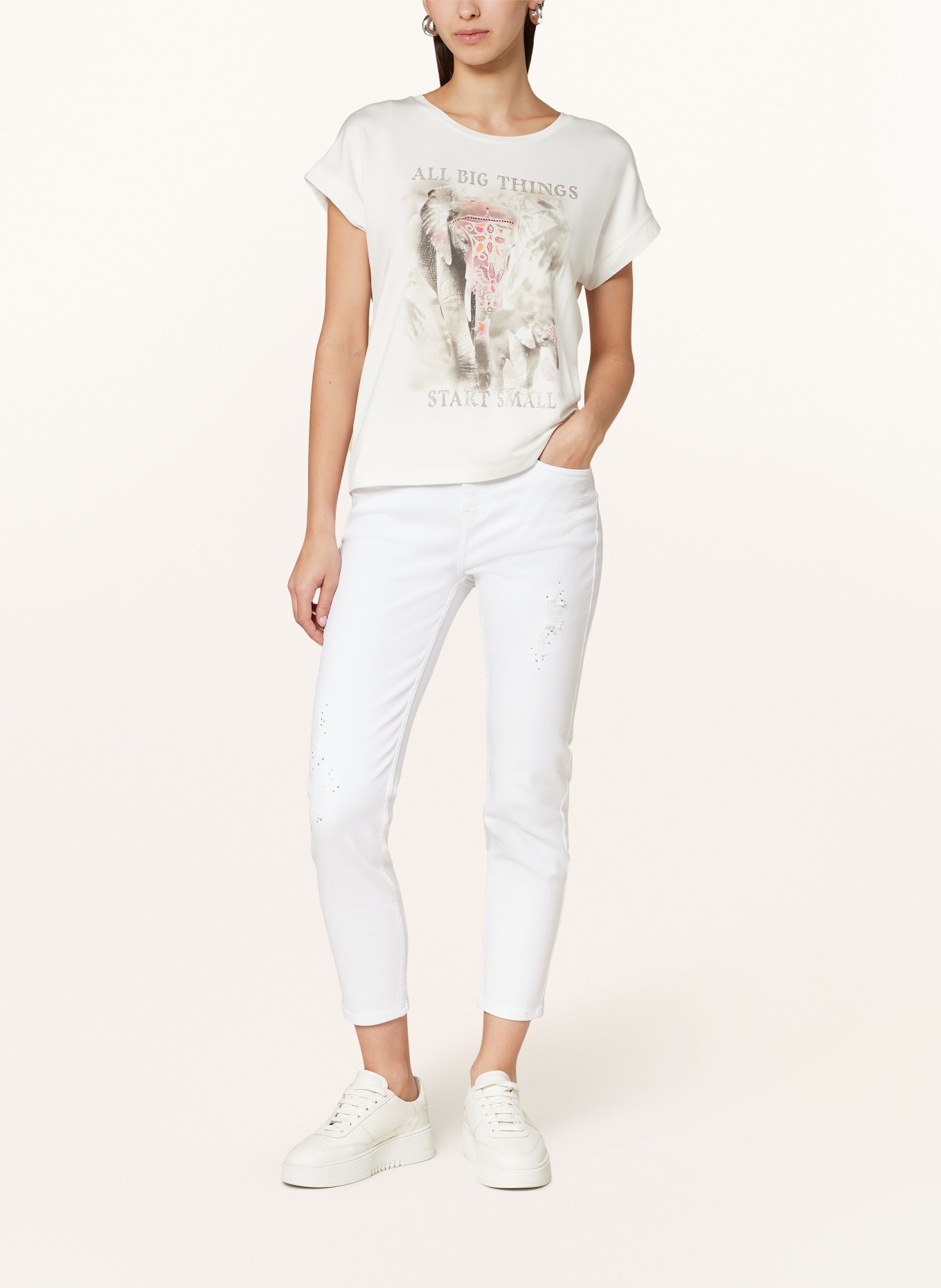 monari 7/8 jeans with decorative gems, Color: WHITE (Image 2)