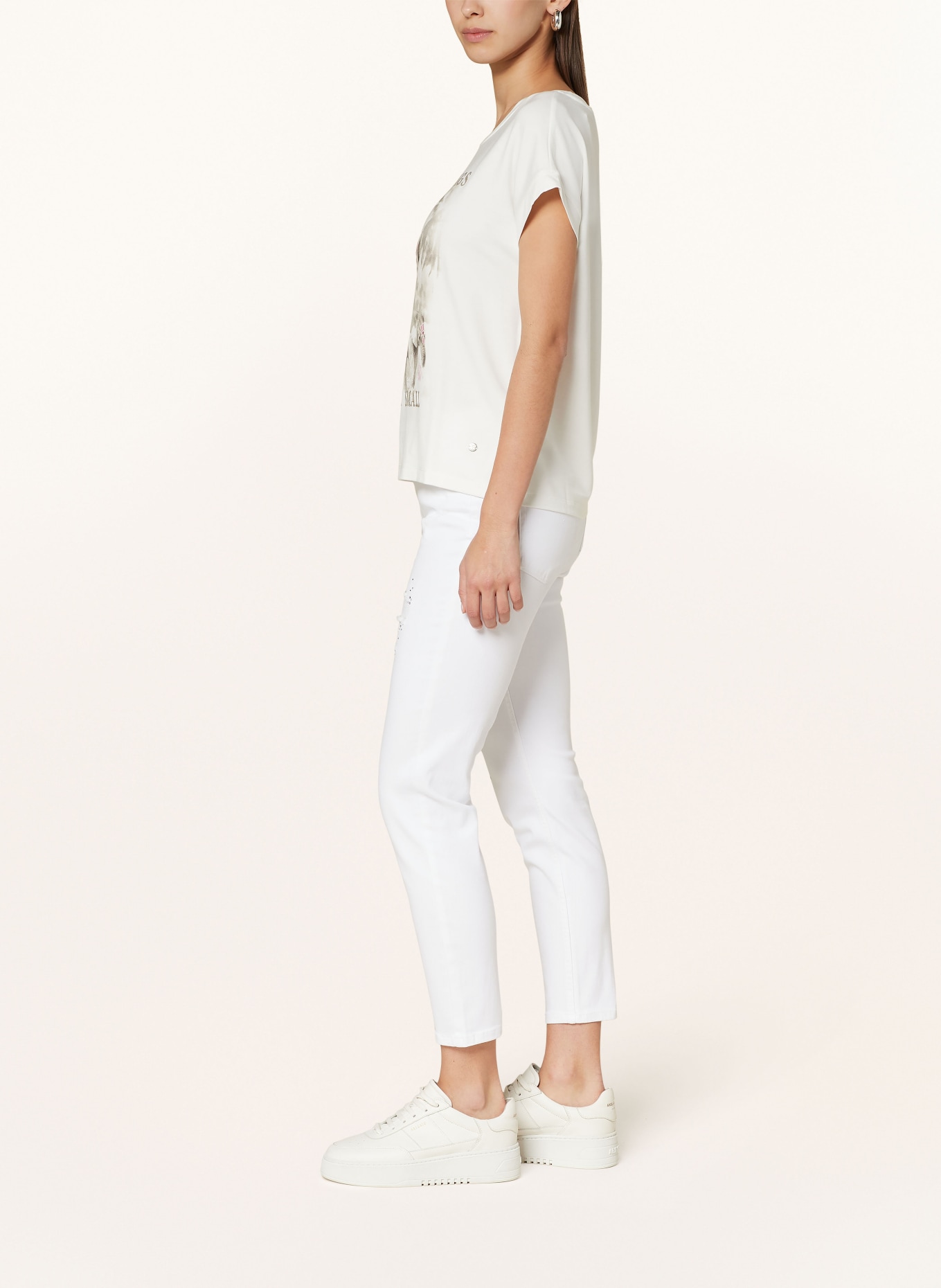 monari 7/8 jeans with decorative gems, Color: WHITE (Image 4)