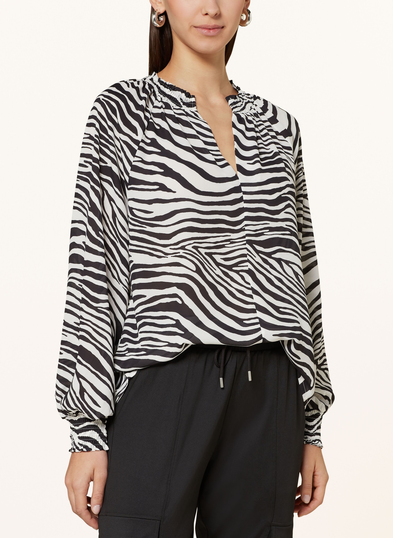 monari Shirt blouse, Color: BLACK/ WHITE (Image 4)