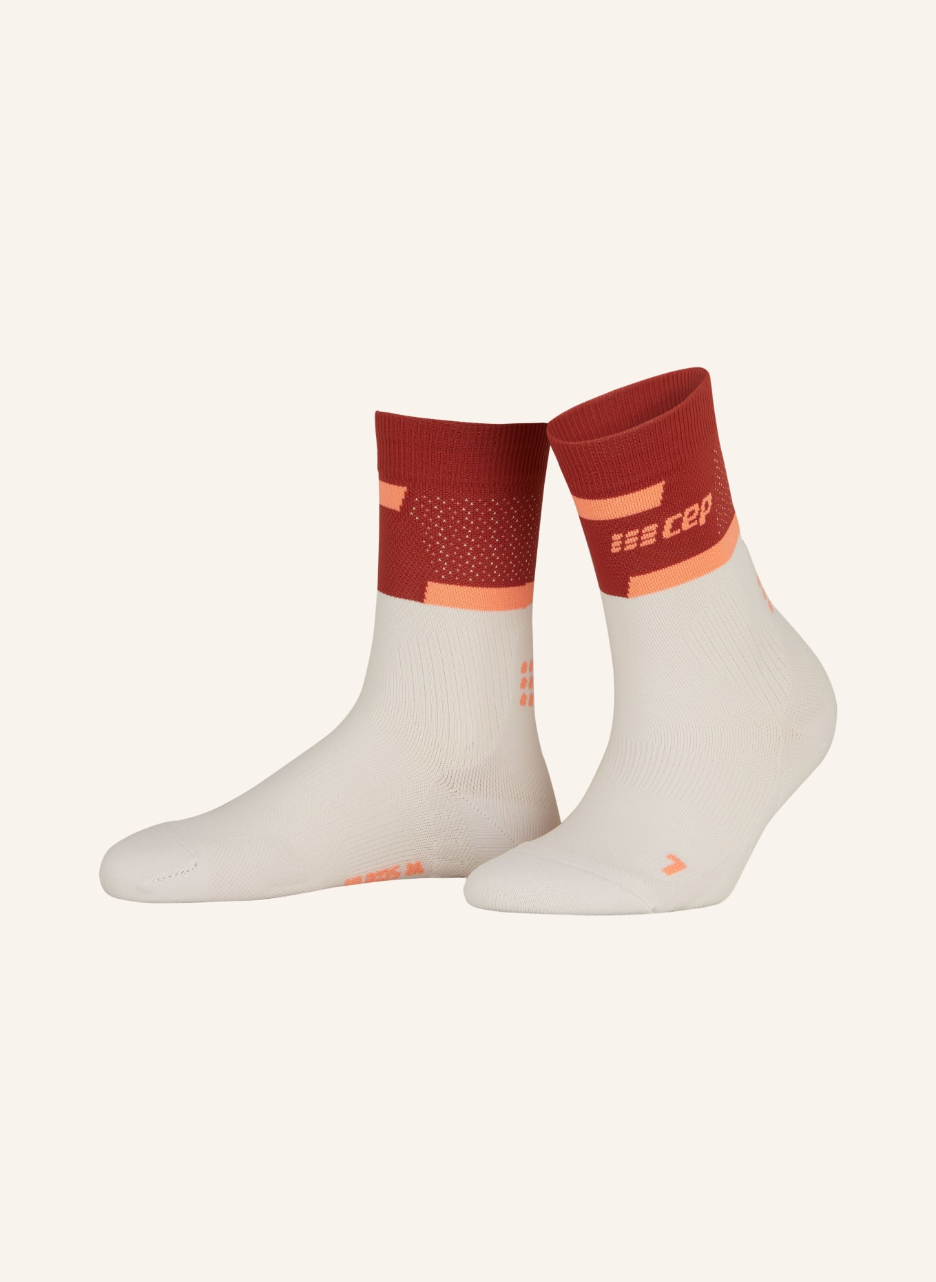 cep Running socks THE RUN COMPRESSION 4.0 - MID CUT, Color: 857 red/off white (Image 1)