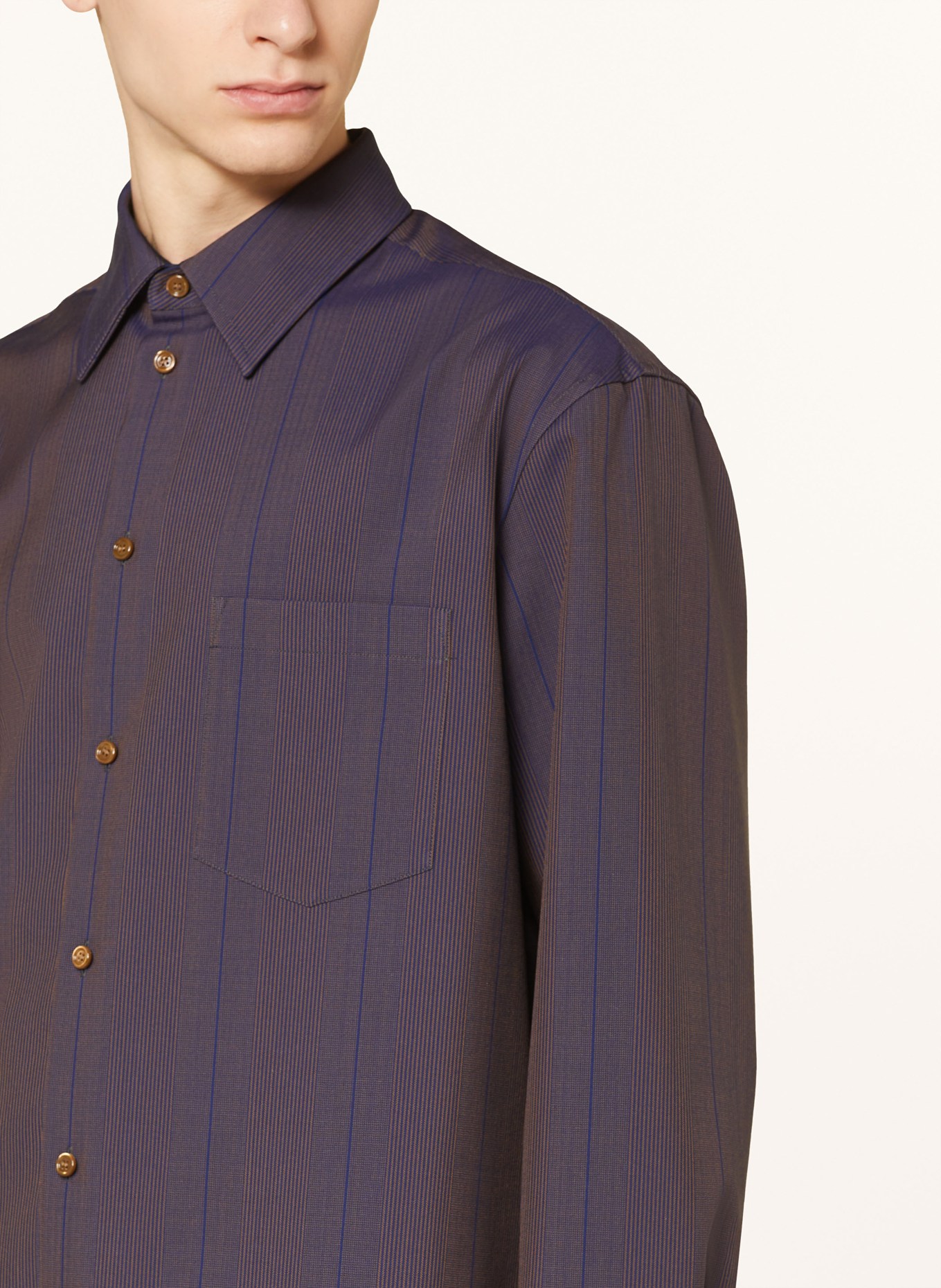 BURBERRY Shirt comfort fit, Color: DARK BLUE/ ORANGE (Image 4)