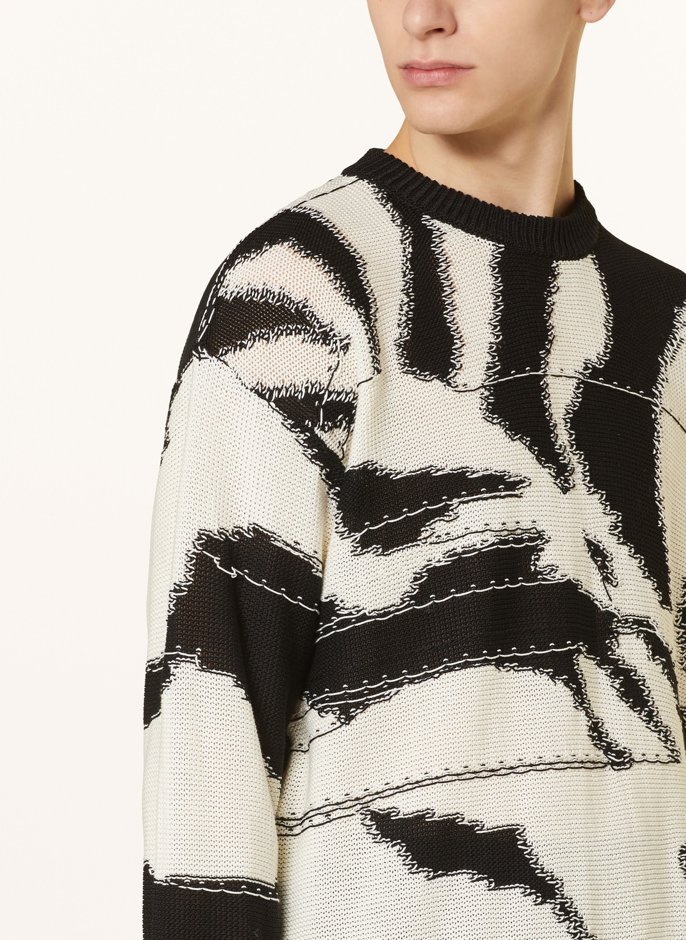 roberto collina Sweater GRAPHIC, Color: BLACK/ WHITE (Image 4)