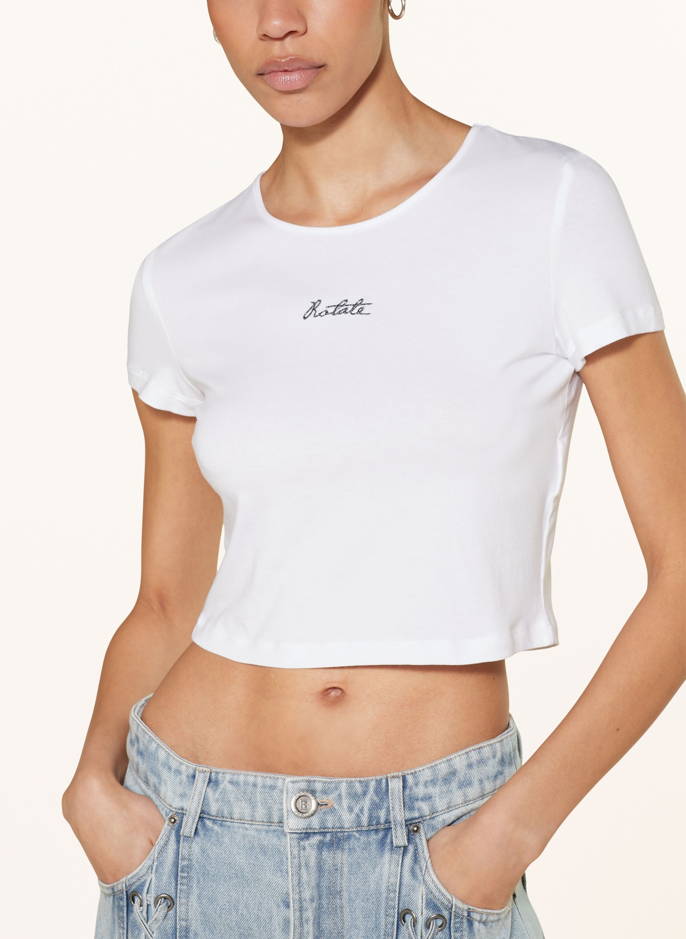 ROTATE Cropped shirt, Color: WHITE (Image 4)