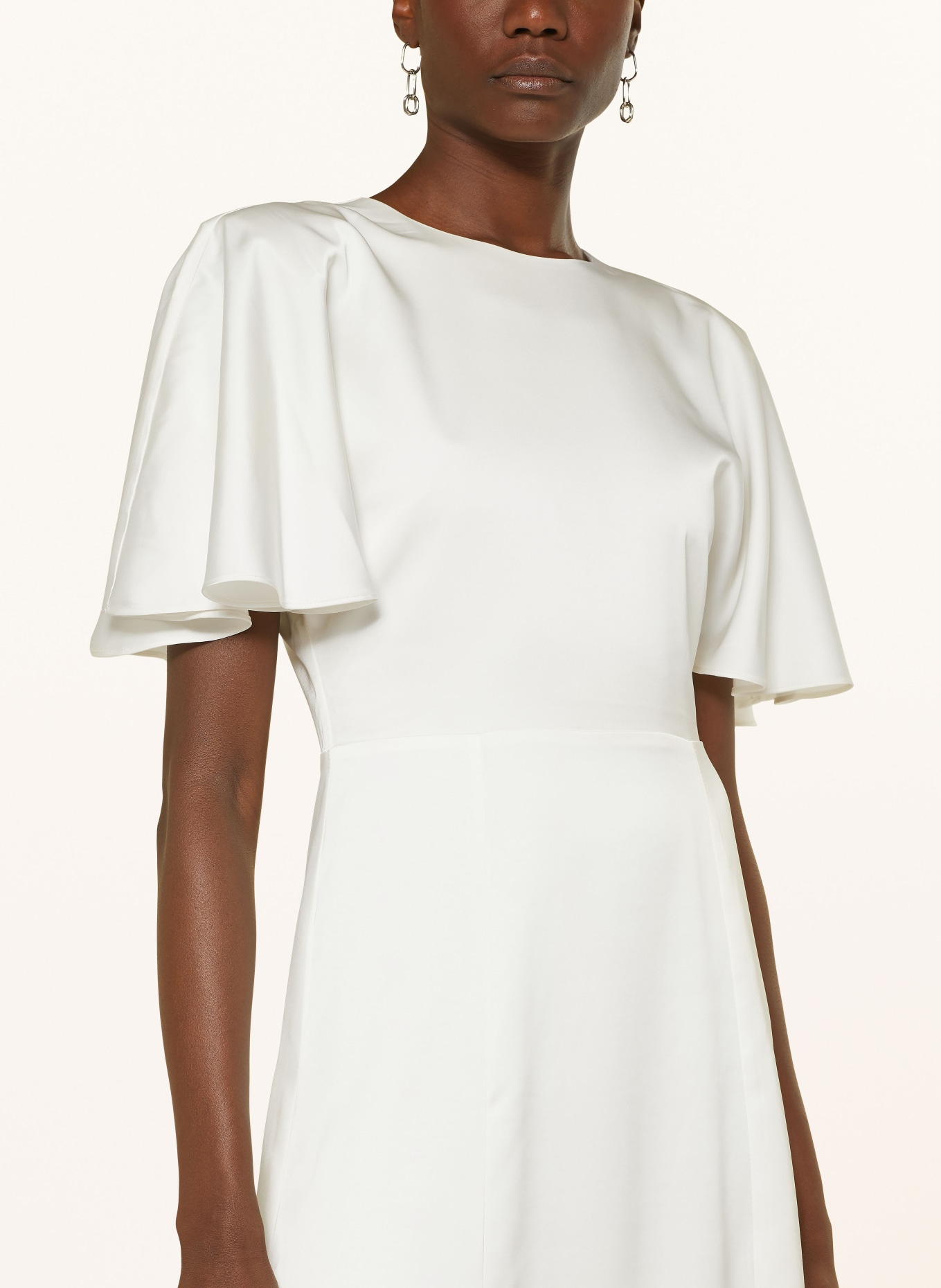 ROTATE Satin dress with frills, Color: WHITE (Image 4)