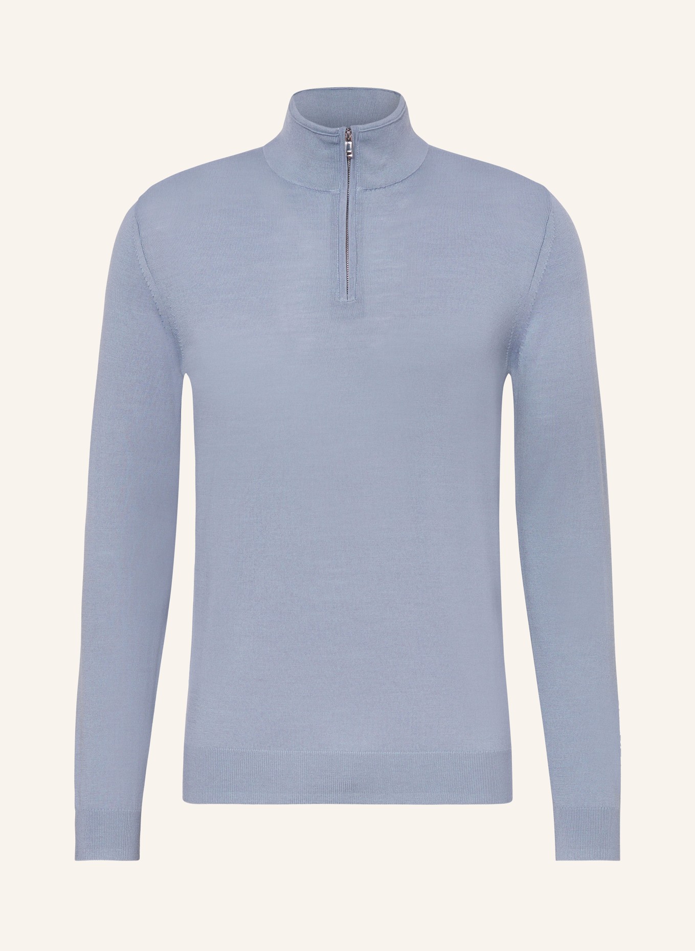 REISS Half-zip sweater BLACKHALL in merino wool, Color: BLUE GRAY (Image 1)