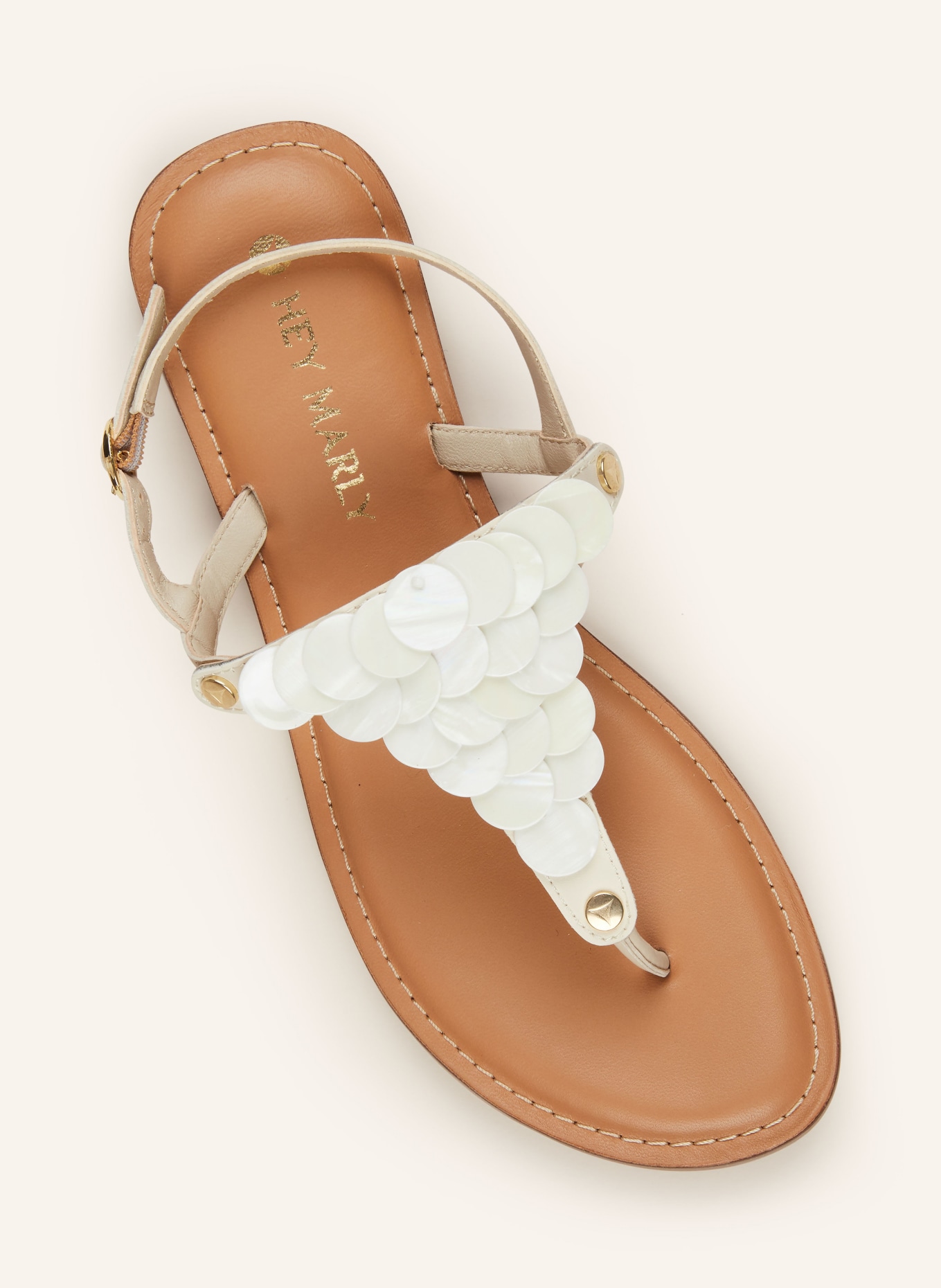 HEY MARLY Sandalen-Topping SHINY PLATE, Farbe: CREME (Bild 2)