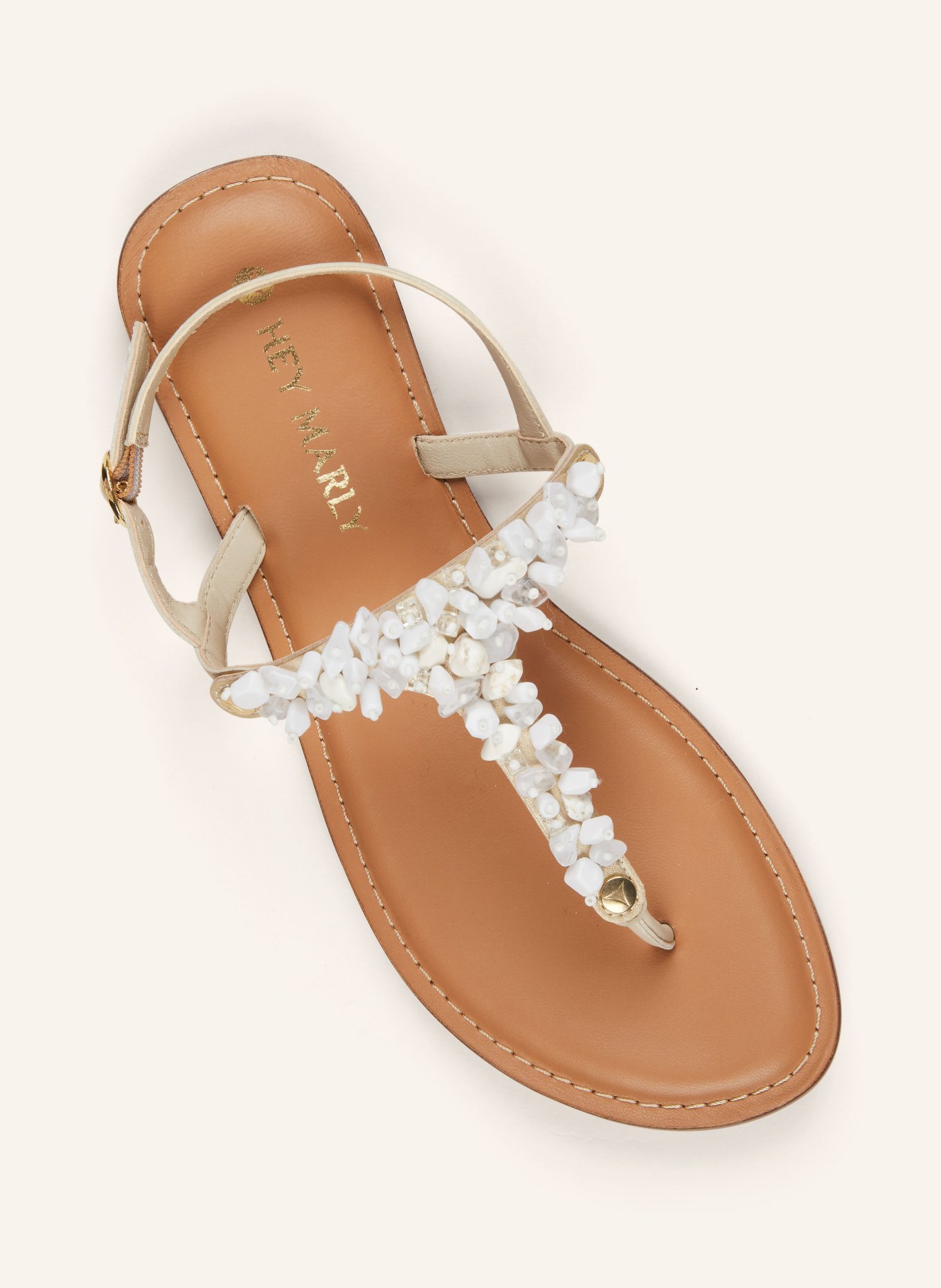 HEY MARLY Sandal upper MAJESTIC MOON with decorative gems, Color: CREAM/ GOLD (Image 2)