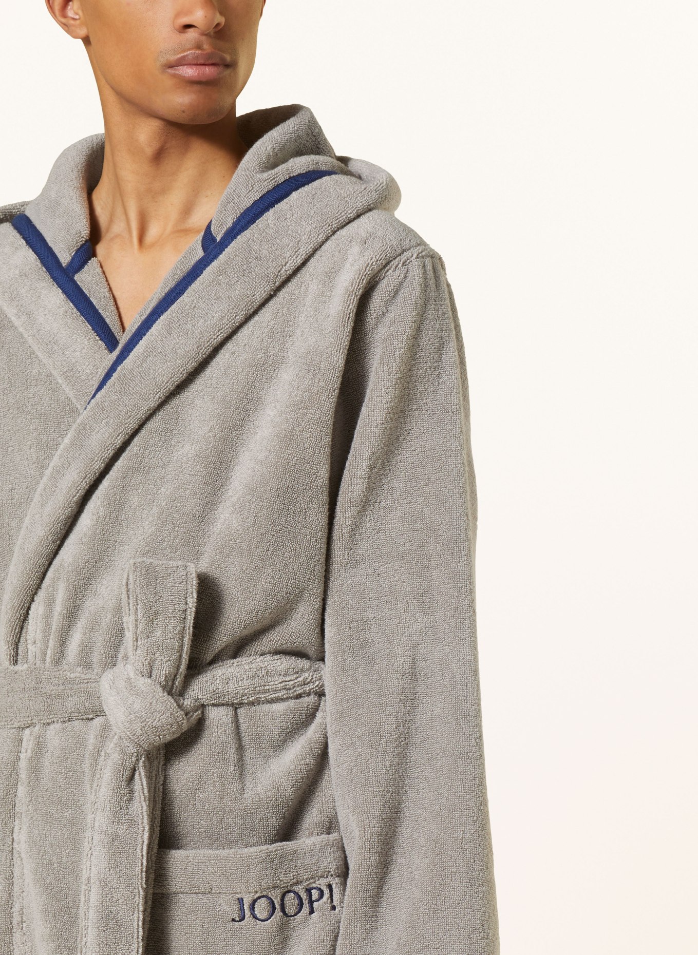 JOOP! Men’s bathrobe with hood, Color: GRAY (Image 5)