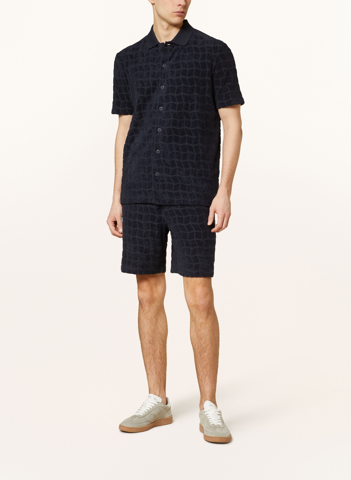 Marc O'Polo Short sleeve shirt regular fit in terry cloth, Color: DARK BLUE (Image 2)