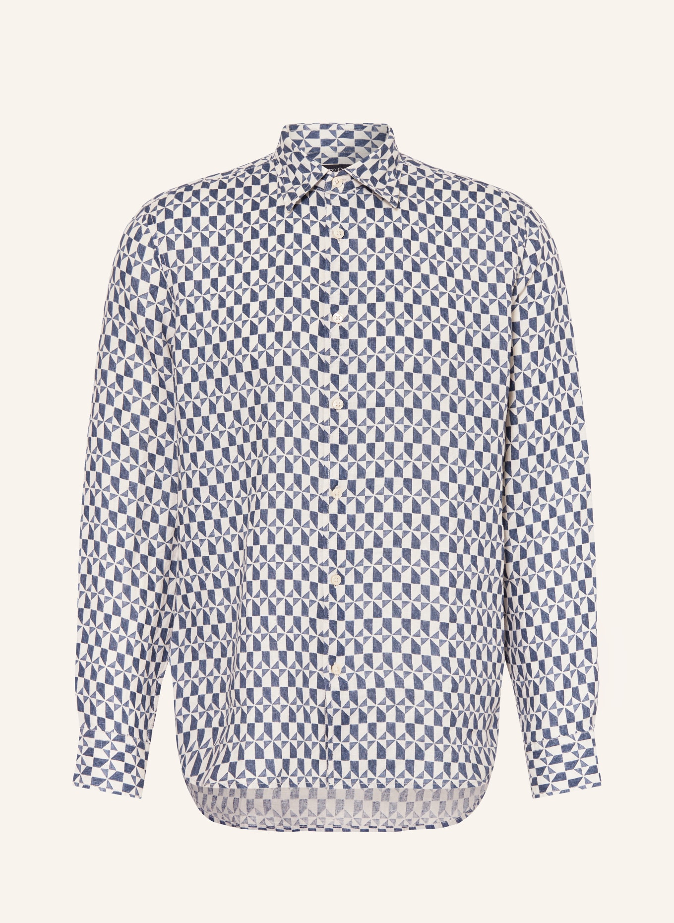 Marc O'Polo Linen shirt regular fit, Color: WHITE/ DARK BLUE (Image 1)
