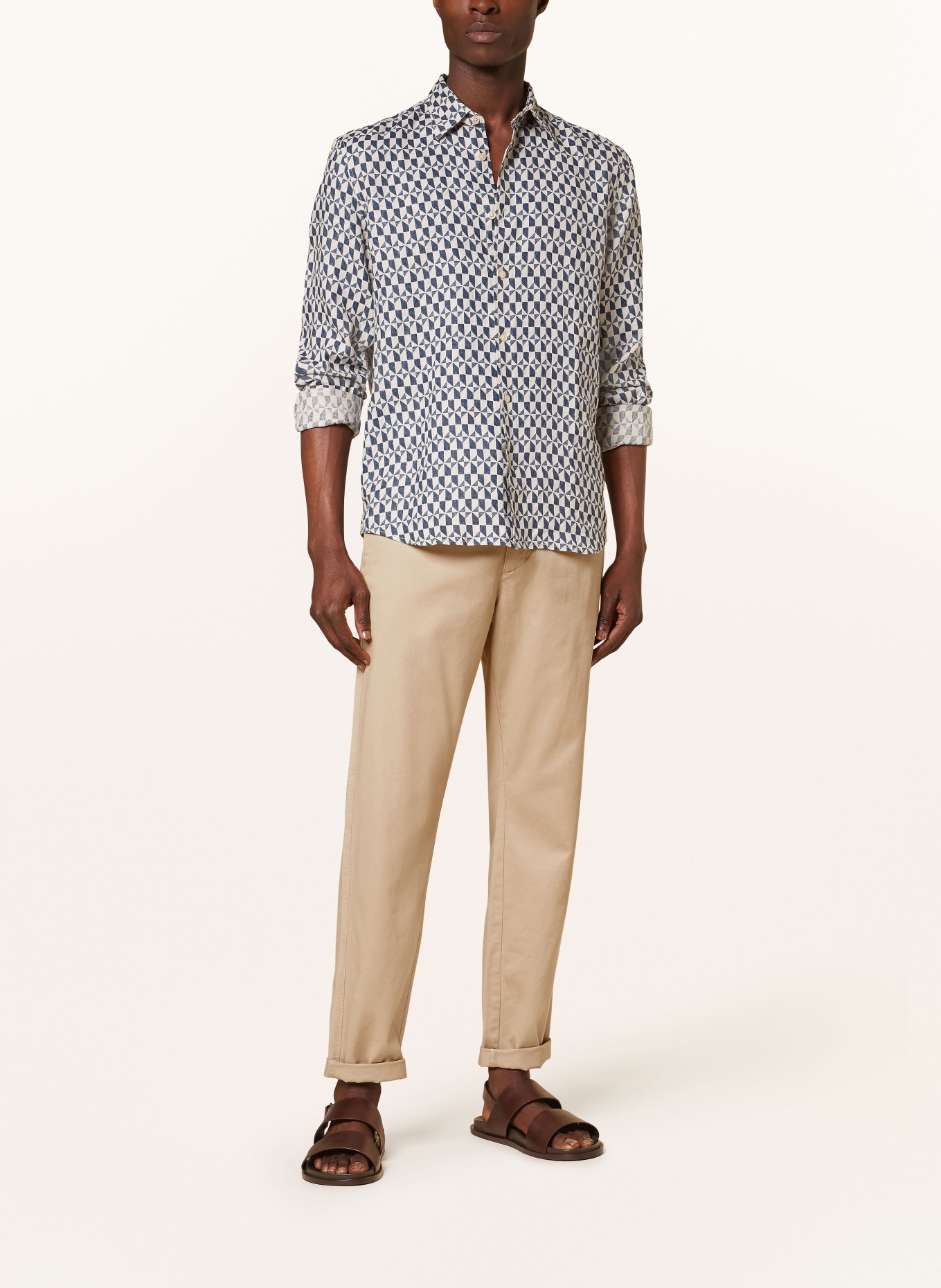 Marc O'Polo Linen shirt regular fit, Color: WHITE/ DARK BLUE (Image 2)