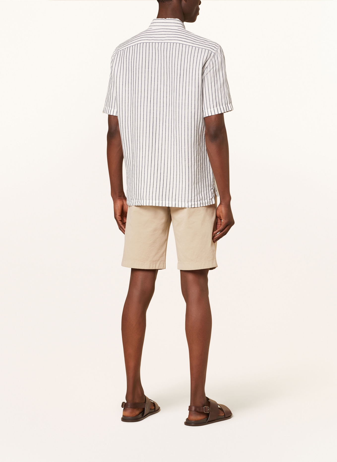 Marc O'Polo Short sleeve shirt regular fit with linen, Color: WHITE/ DARK BLUE (Image 3)