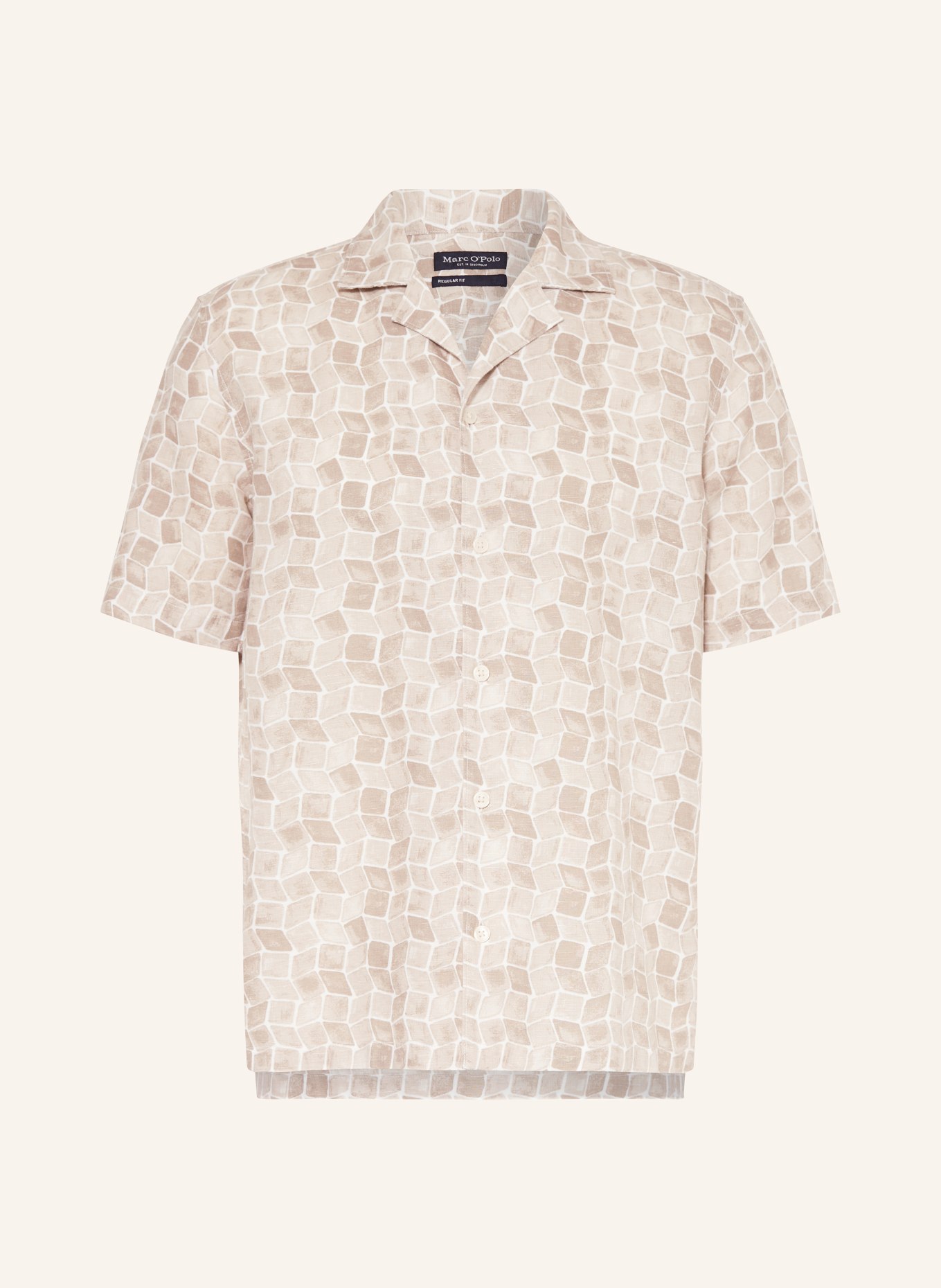 Marc O'Polo Resort shirt regular fit with linen, Color: BEIGE/ WHITE (Image 1)
