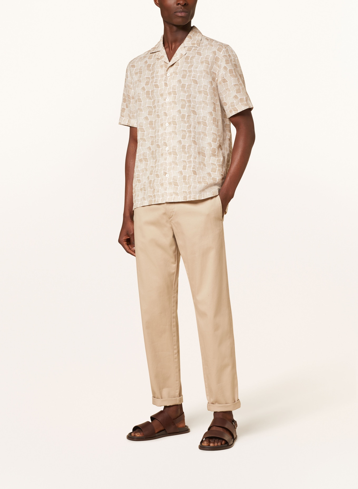 Marc O'Polo Resort shirt regular fit with linen, Color: BEIGE/ WHITE (Image 2)