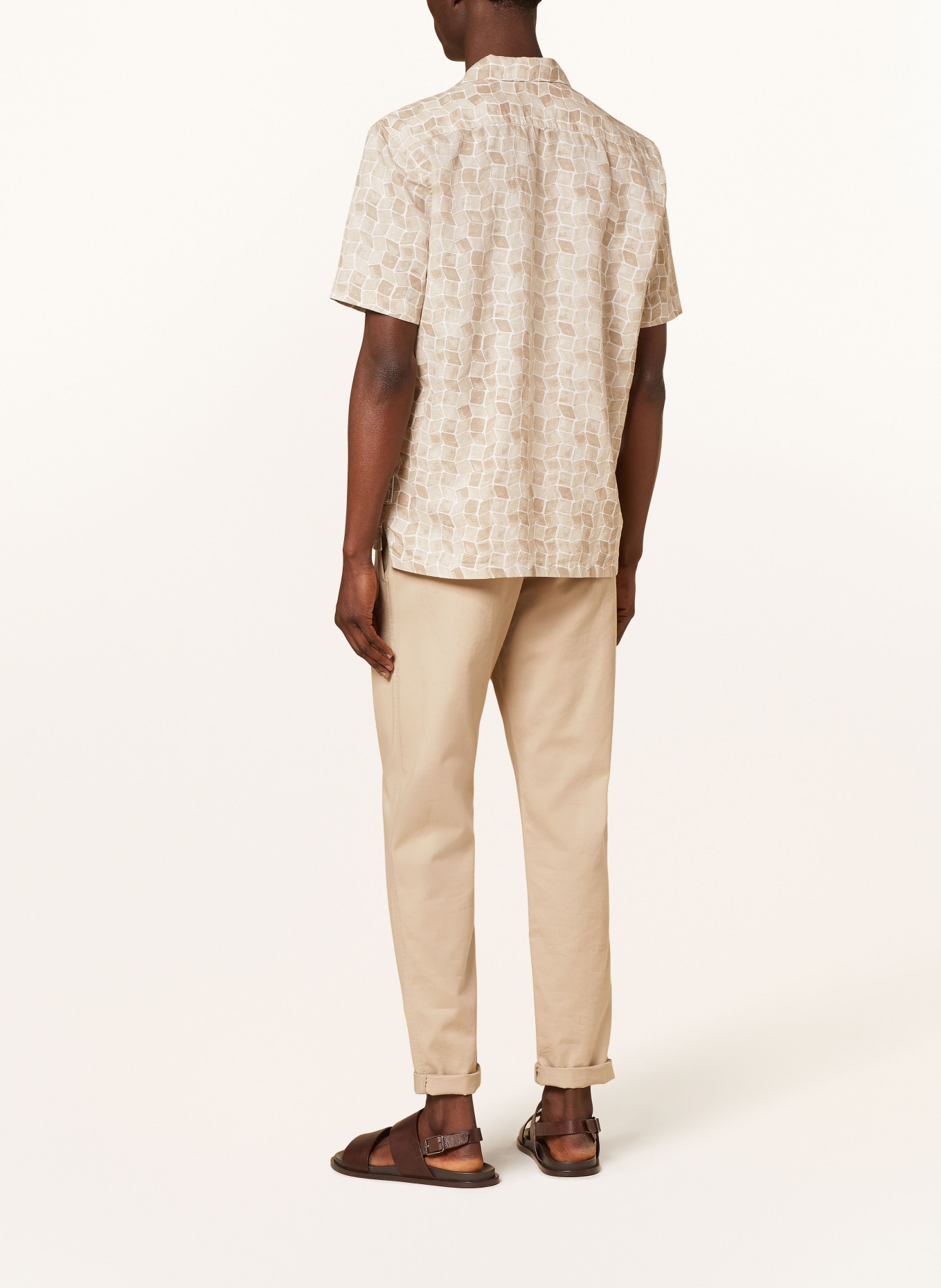 Marc O'Polo Resort shirt regular fit with linen, Color: BEIGE/ WHITE (Image 3)