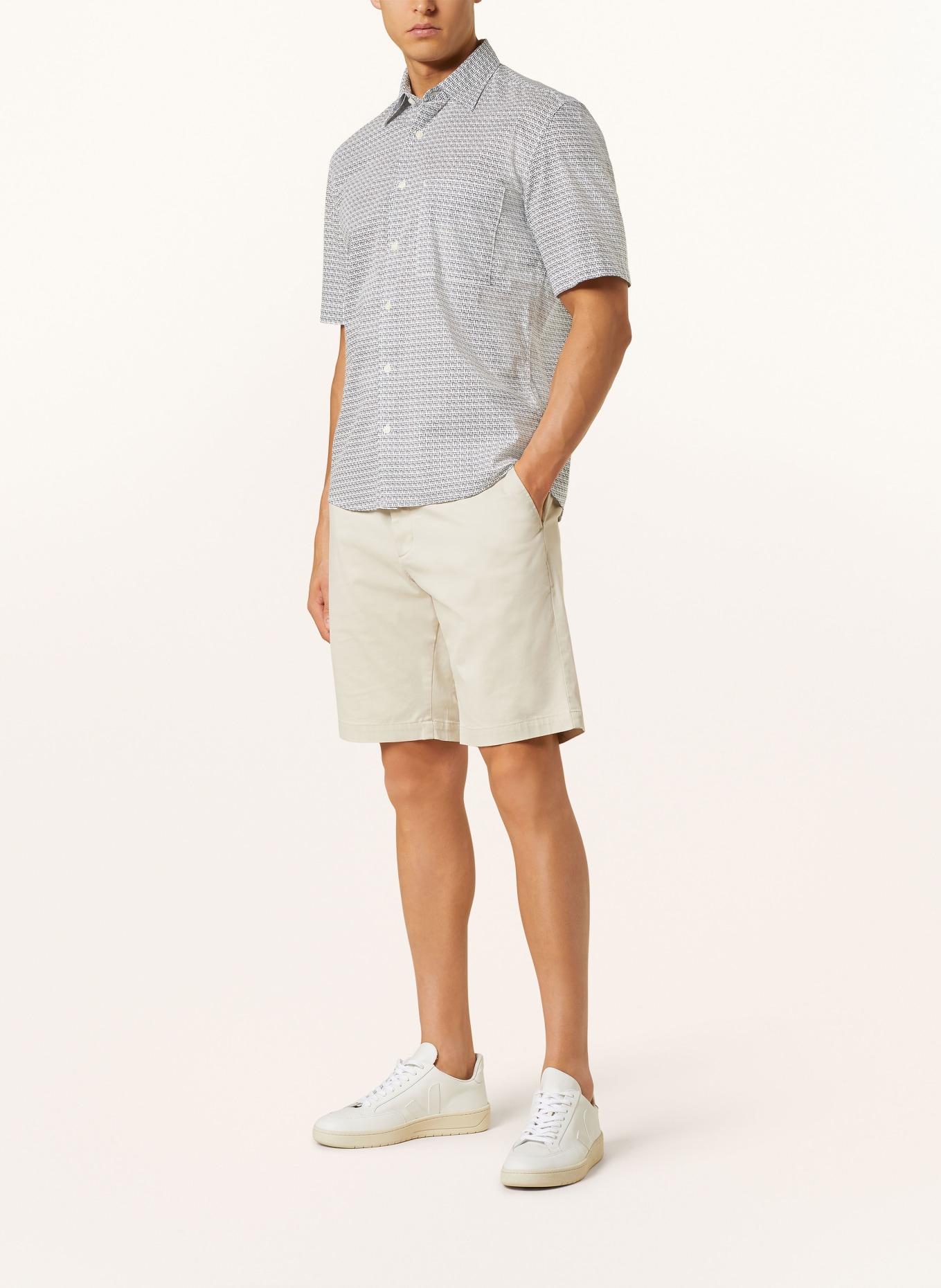 Marc O'Polo Short sleeve shirt regular fit, Color: DARK BLUE/ WHITE (Image 2)