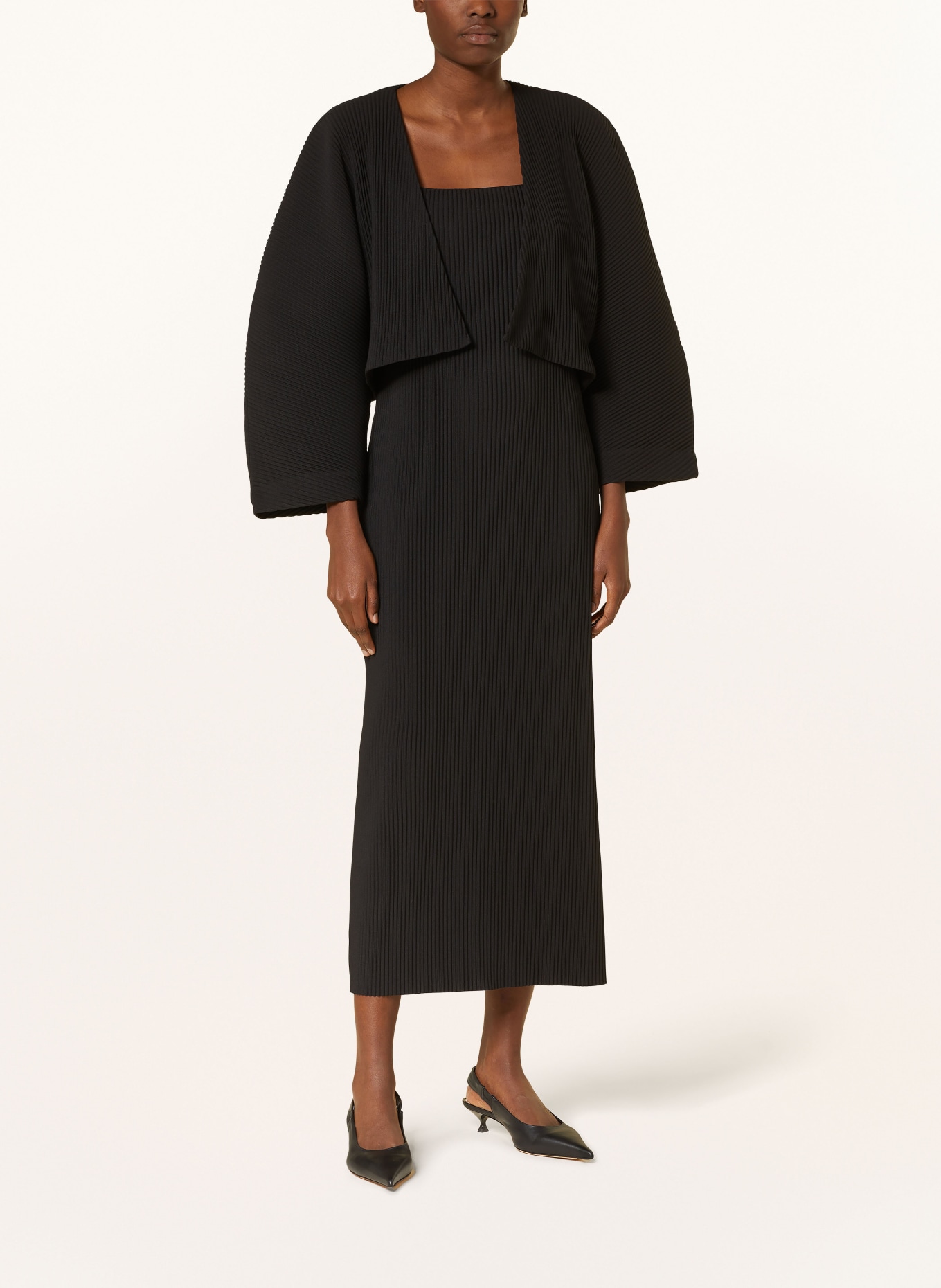 Cos black pleated dress best sale