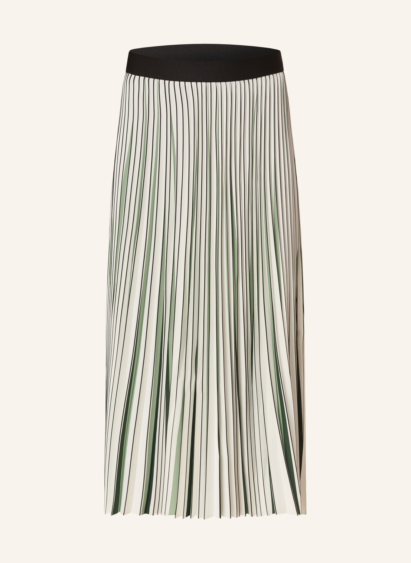 REISS Pleated skirt SAIGE in satin, Color: GREEN/ CREAM (Image 1)