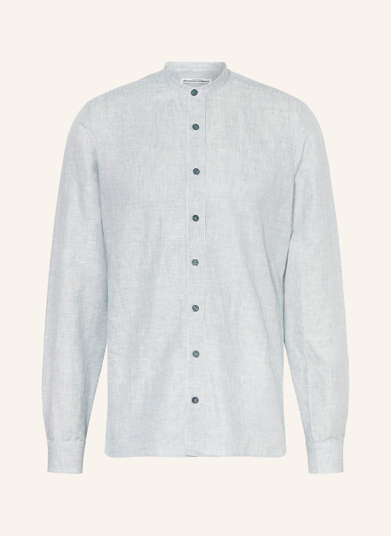 Hammerschmid Trachtenhemd Slim Fit mit Stehkragen und Leinen, Farbe: GRÜN (Bild 1)