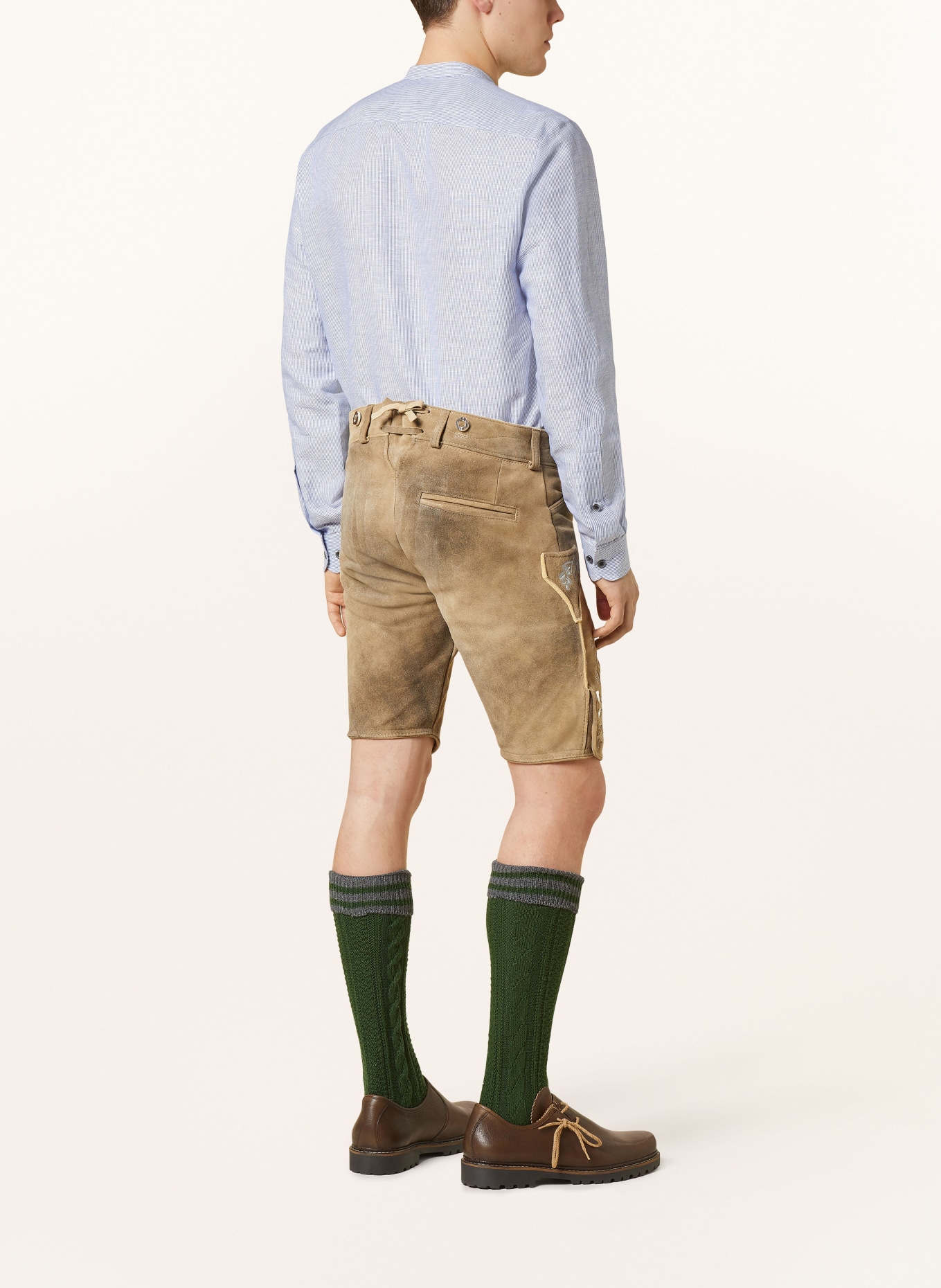 Hammerschmid Trachtenhemd Slim Fit mit Stehkragen mit Leinen: WEISS/ BLAU
