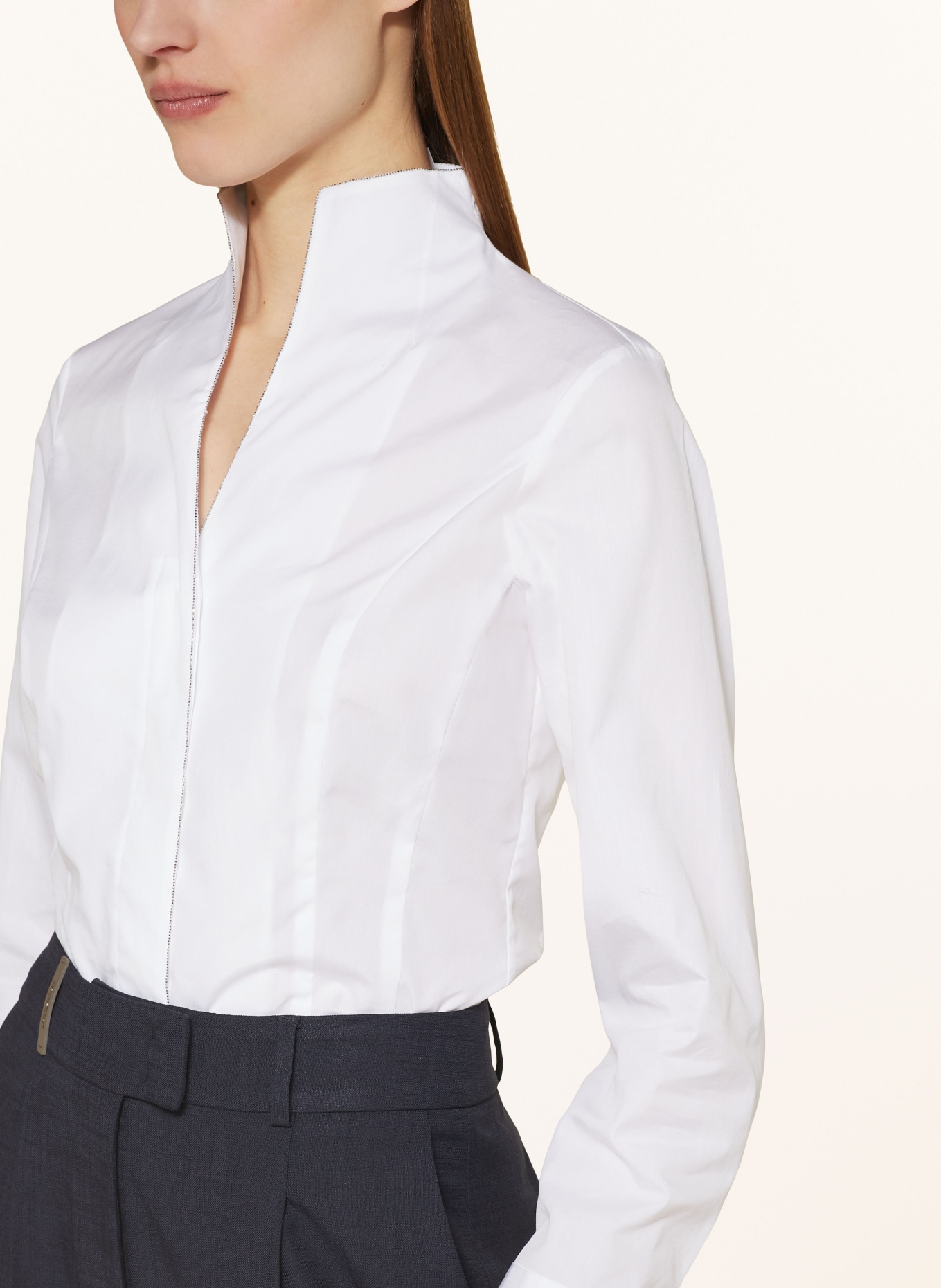 van Laack Blouse ALICE with decorative gems, Color: WHITE (Image 4)